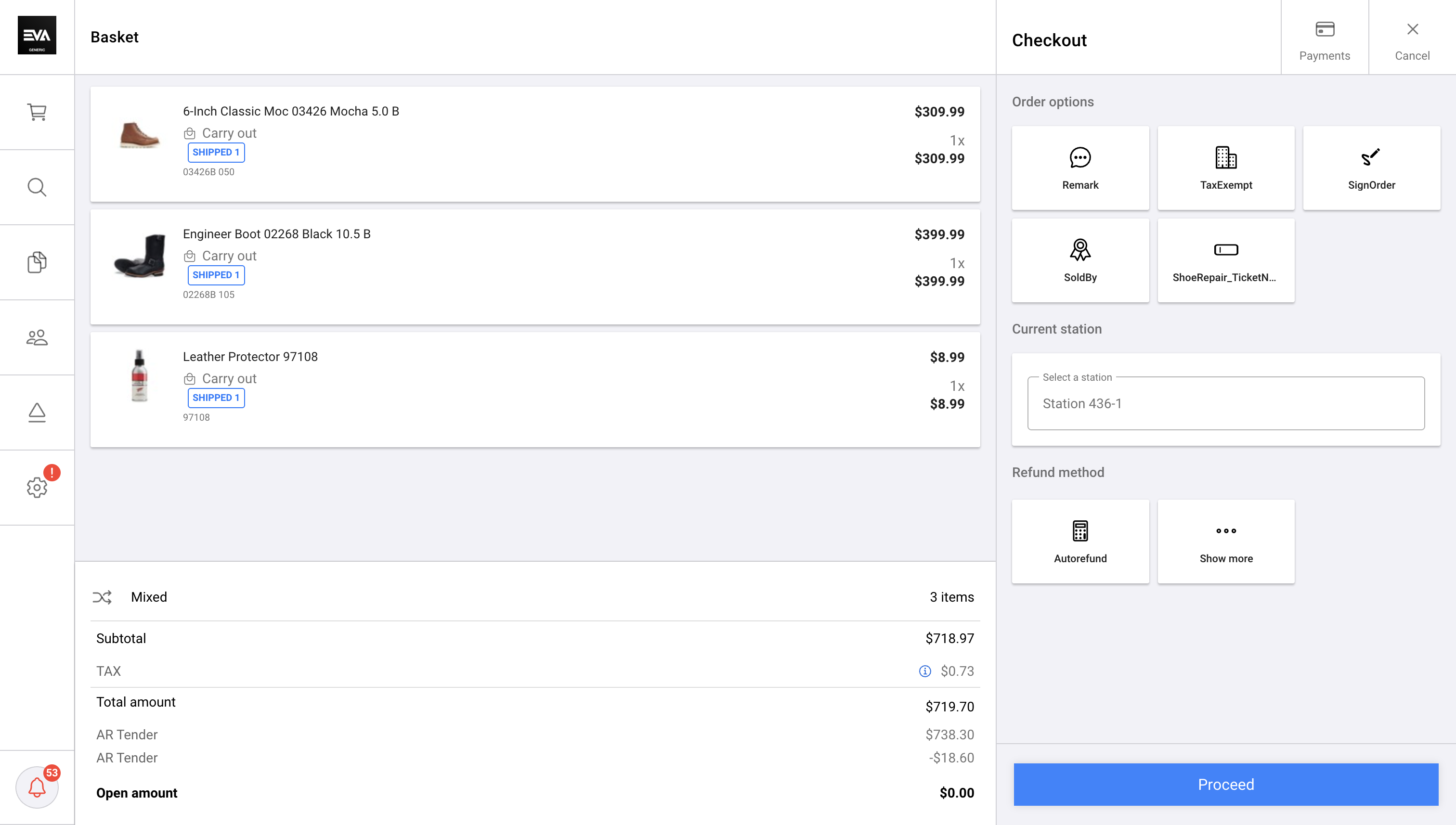 Step #8: Of the open Amount is 0.00 the user can simply proceed