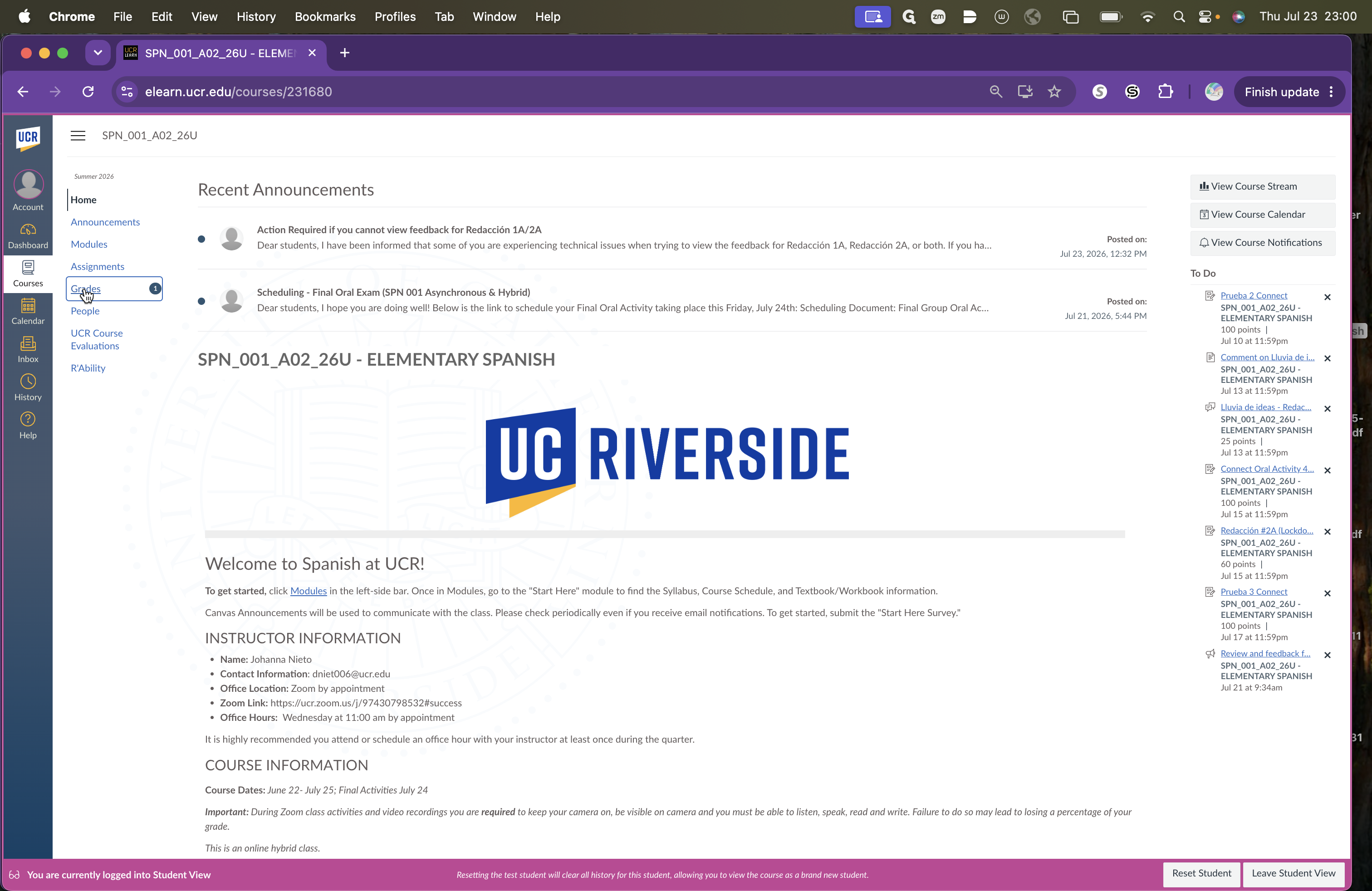 Step #1: Click Grades in the left-hand navigation menu of your course.
