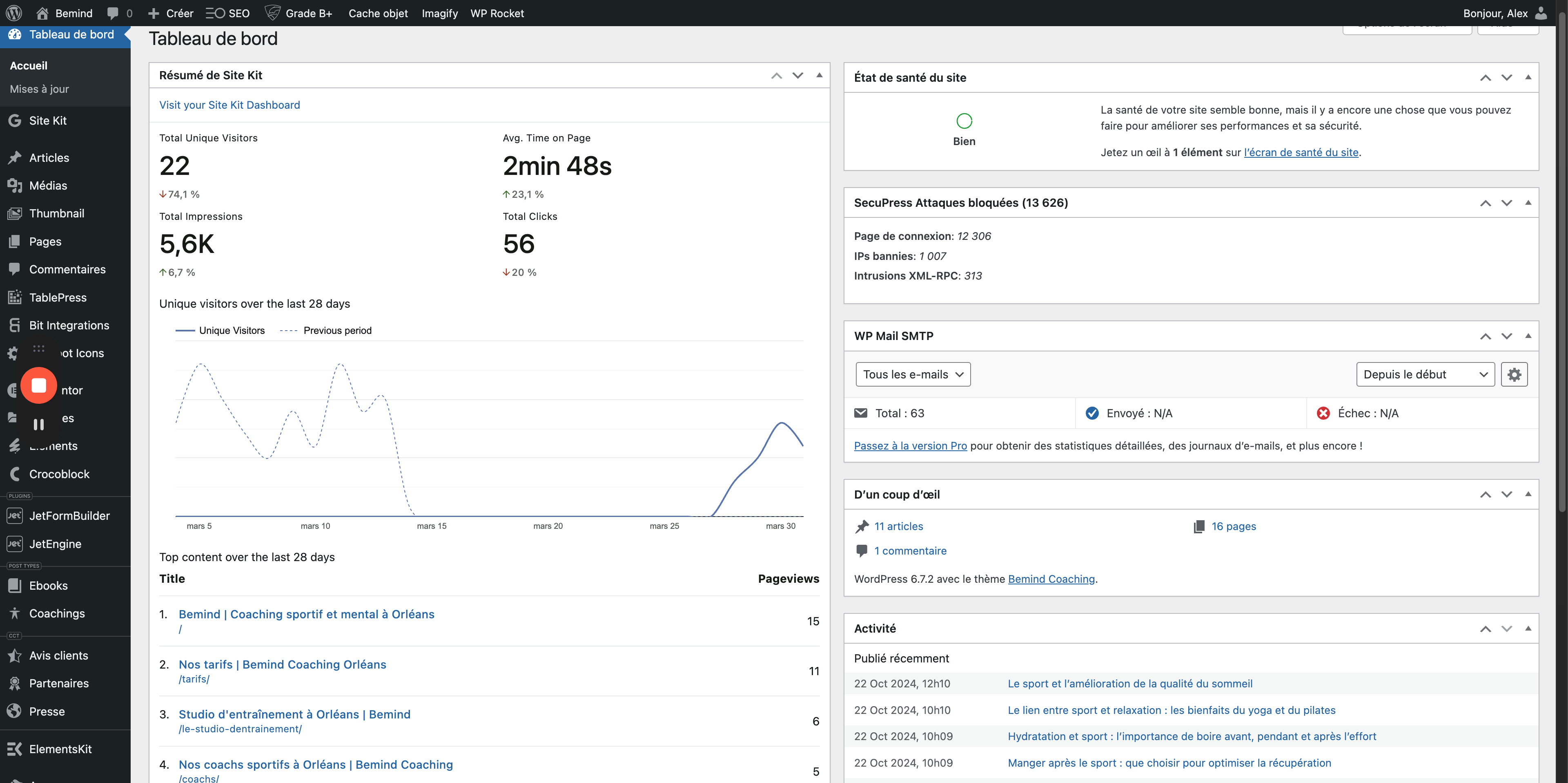 Step #4: Dashboard principal WordPress