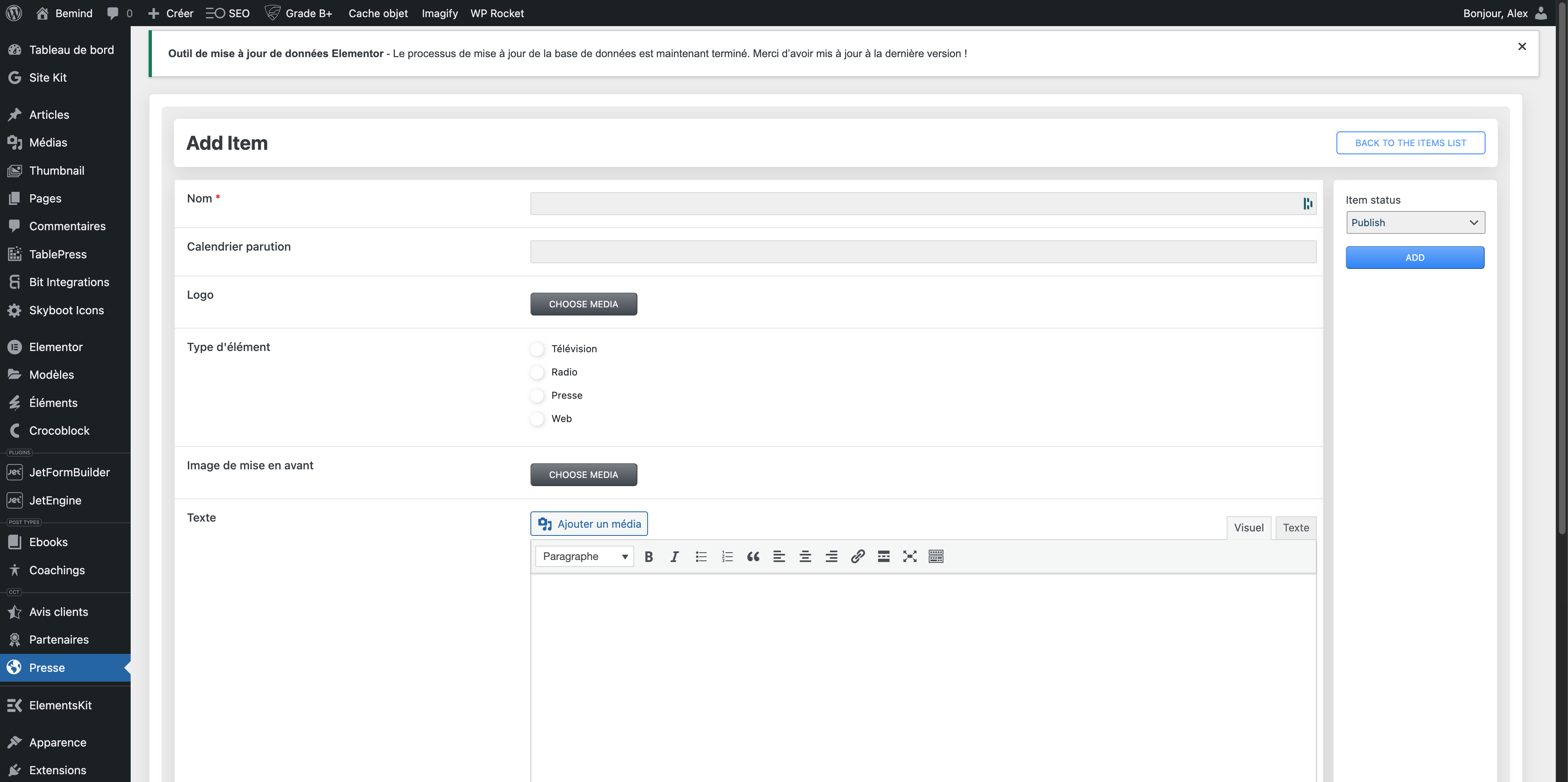 Step #20: Publier une parution presse