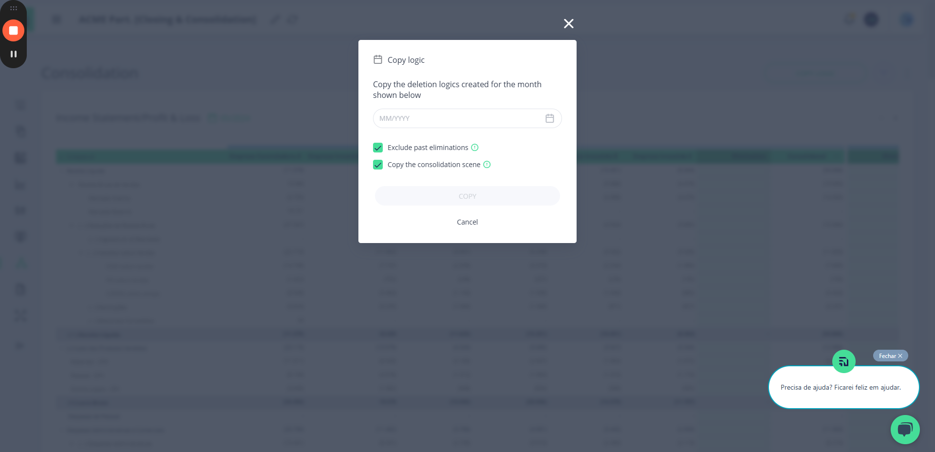 Step #2: Modal de copiar lógica