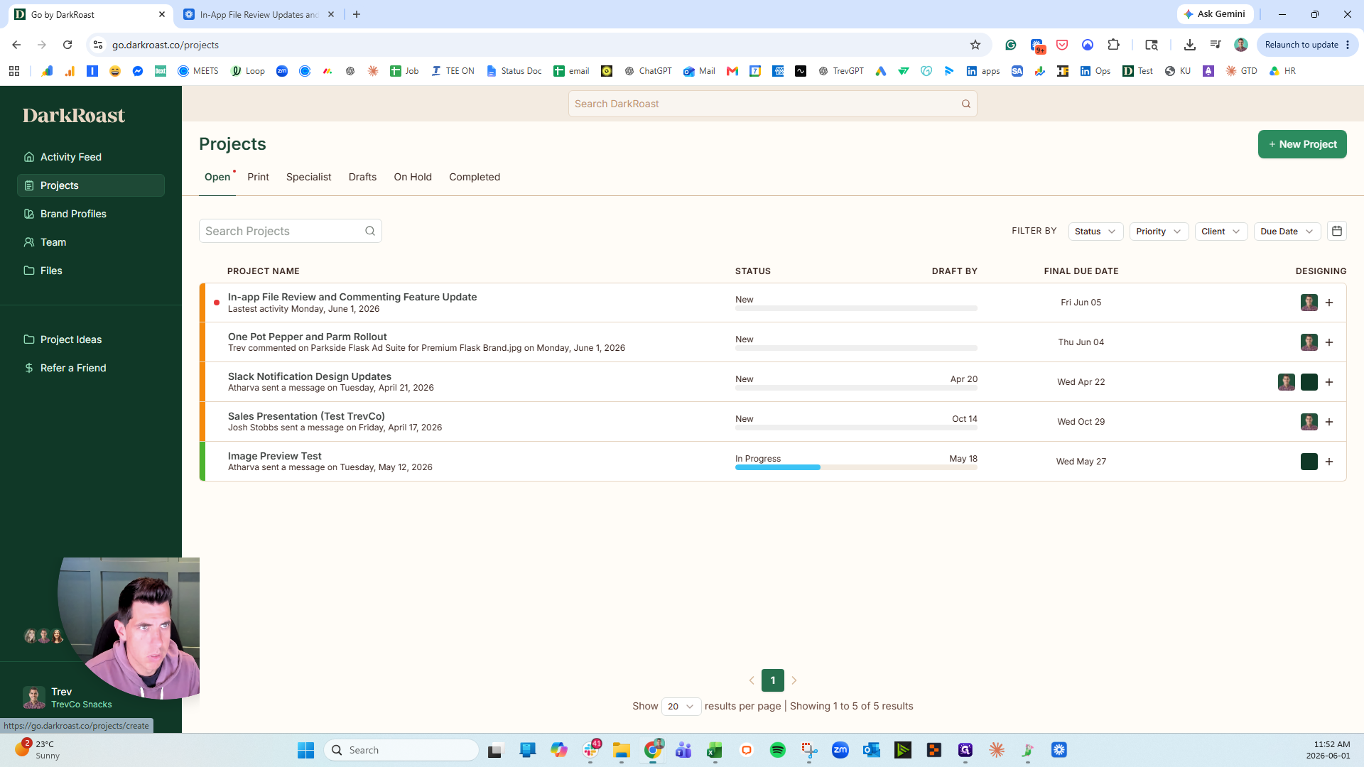 Step #1: Click + New Project in the top right corner of the dashboard.