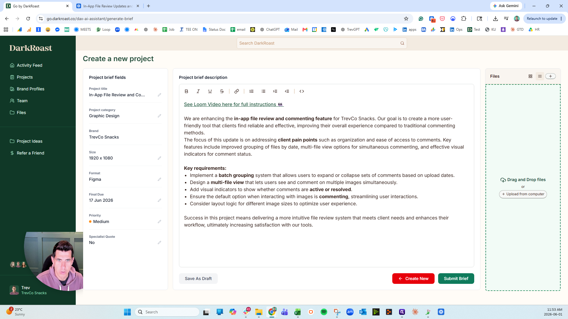 Step #9: Click Submit Brief to finalize your request.