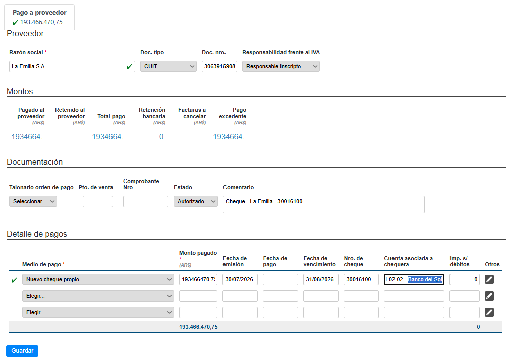 Step #5: Haz clic en Guardar al final de la página para registrar de forma definitiva la operación en el sistema.
