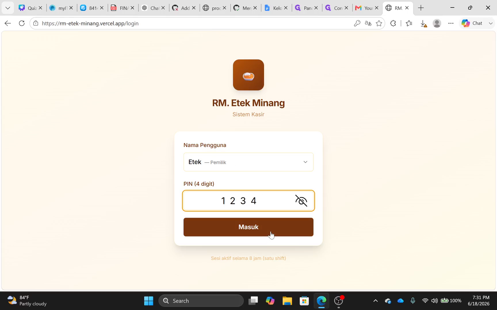 Step #3: Klik Masuk.