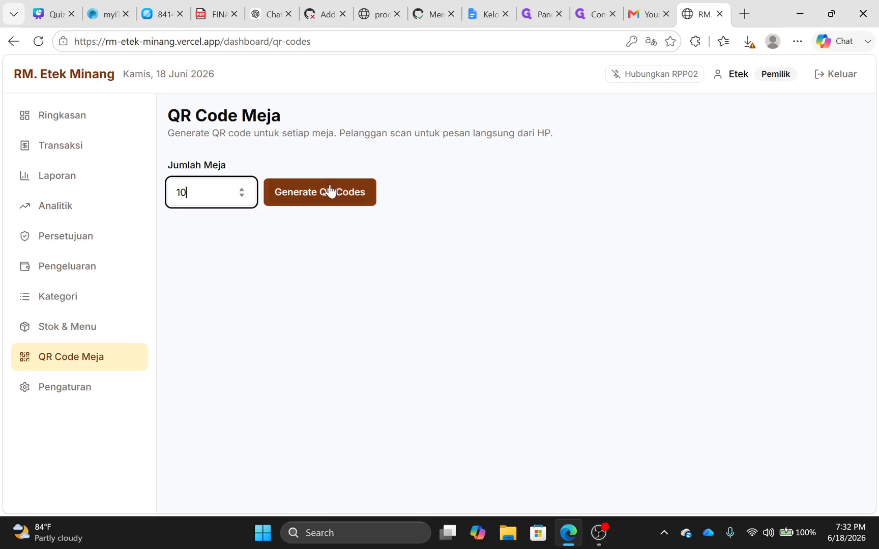 Step #12: Klik tombol Generate QR Codes untuk membuat kode QR baru.