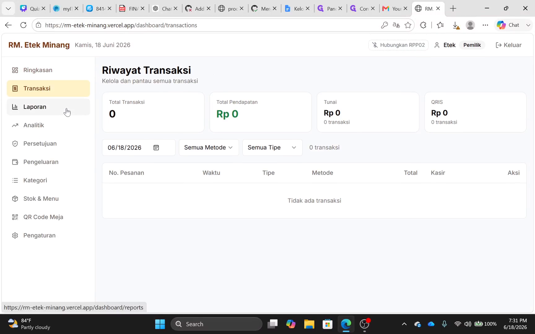 Step #5: Pilih Laporan untuk meninjau rangkuman keuangan.