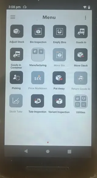 Step #3: Open up the "Goods in" module on the HHT.