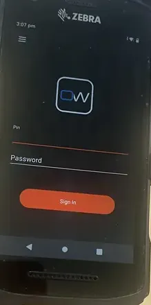Step #2: Log in using your mobile device username and pin.