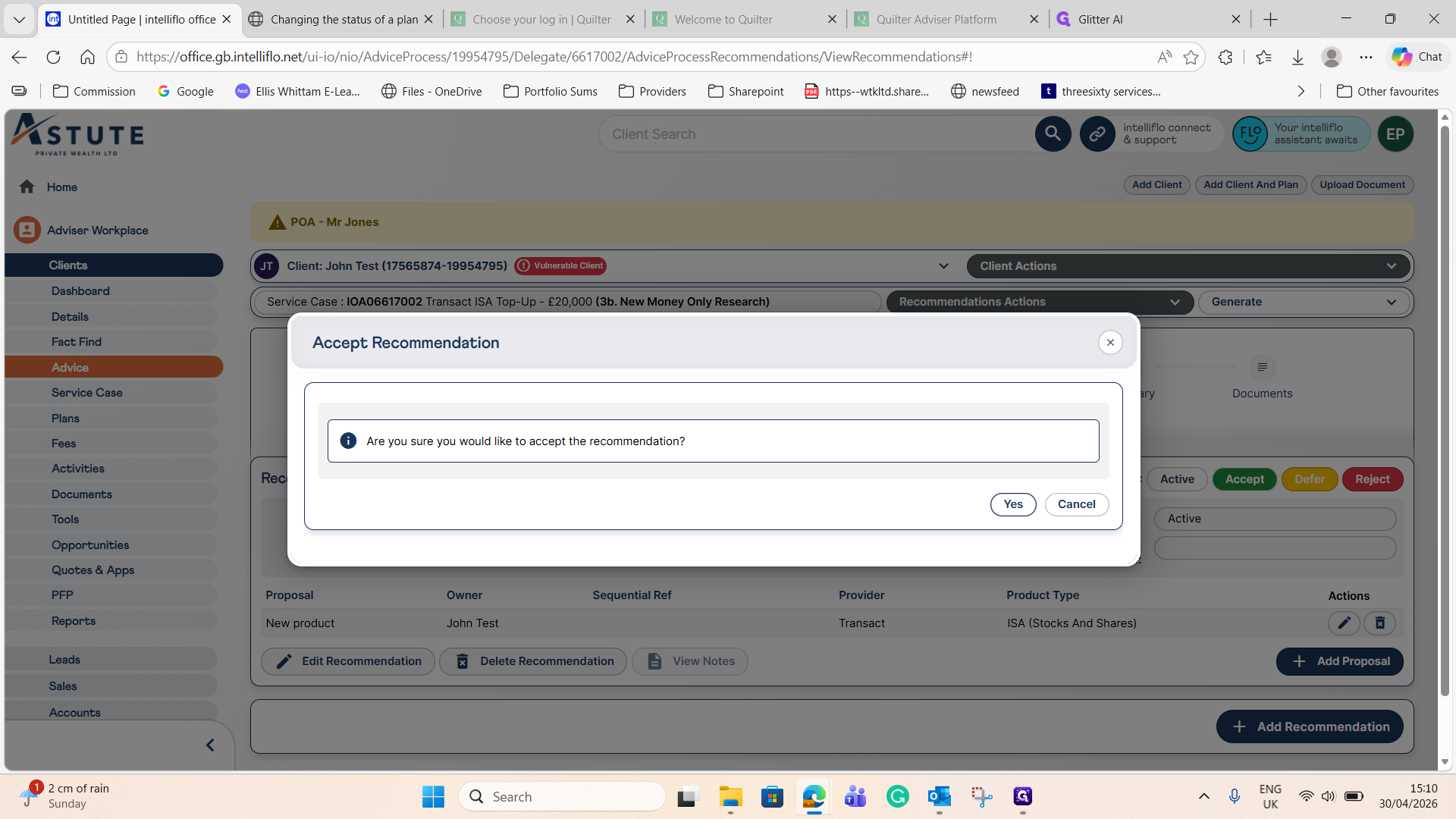 Step #19: Click Yes to confirm the acceptance.