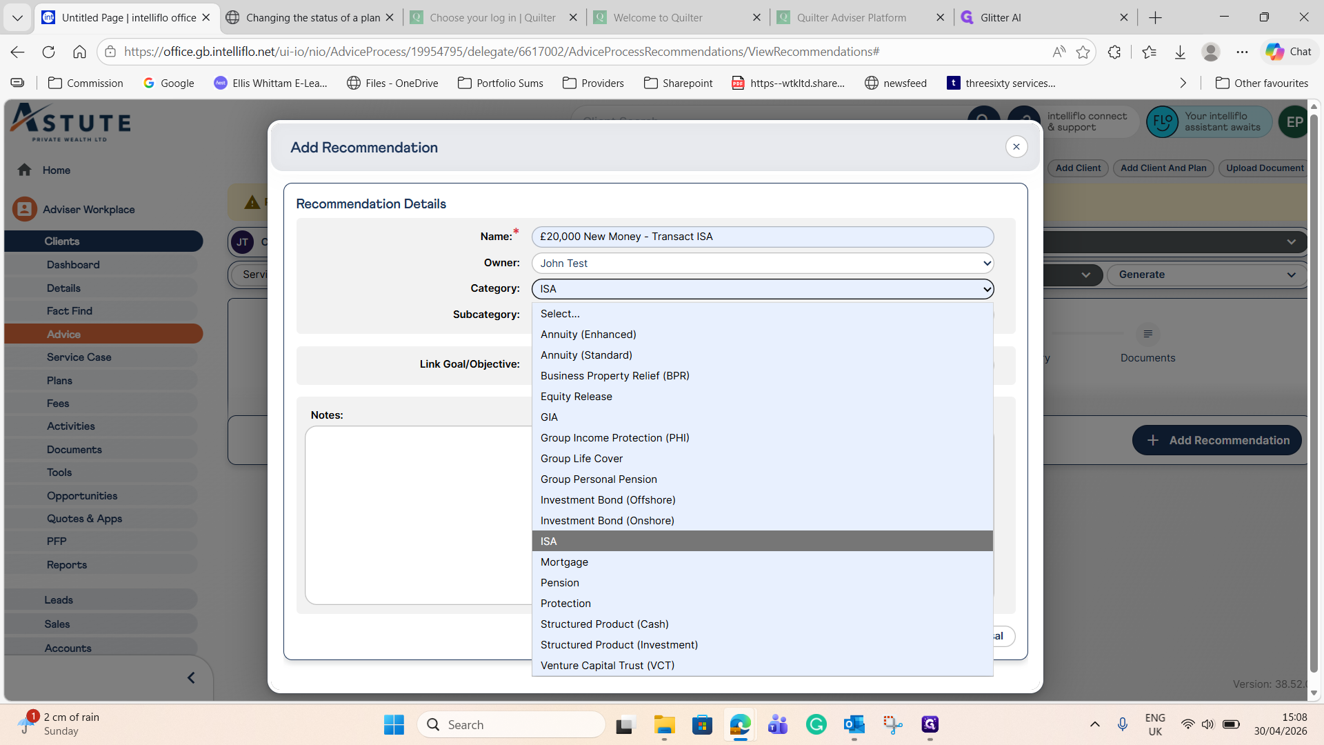 Step #6: Select ISA from the Category dropdown menu.