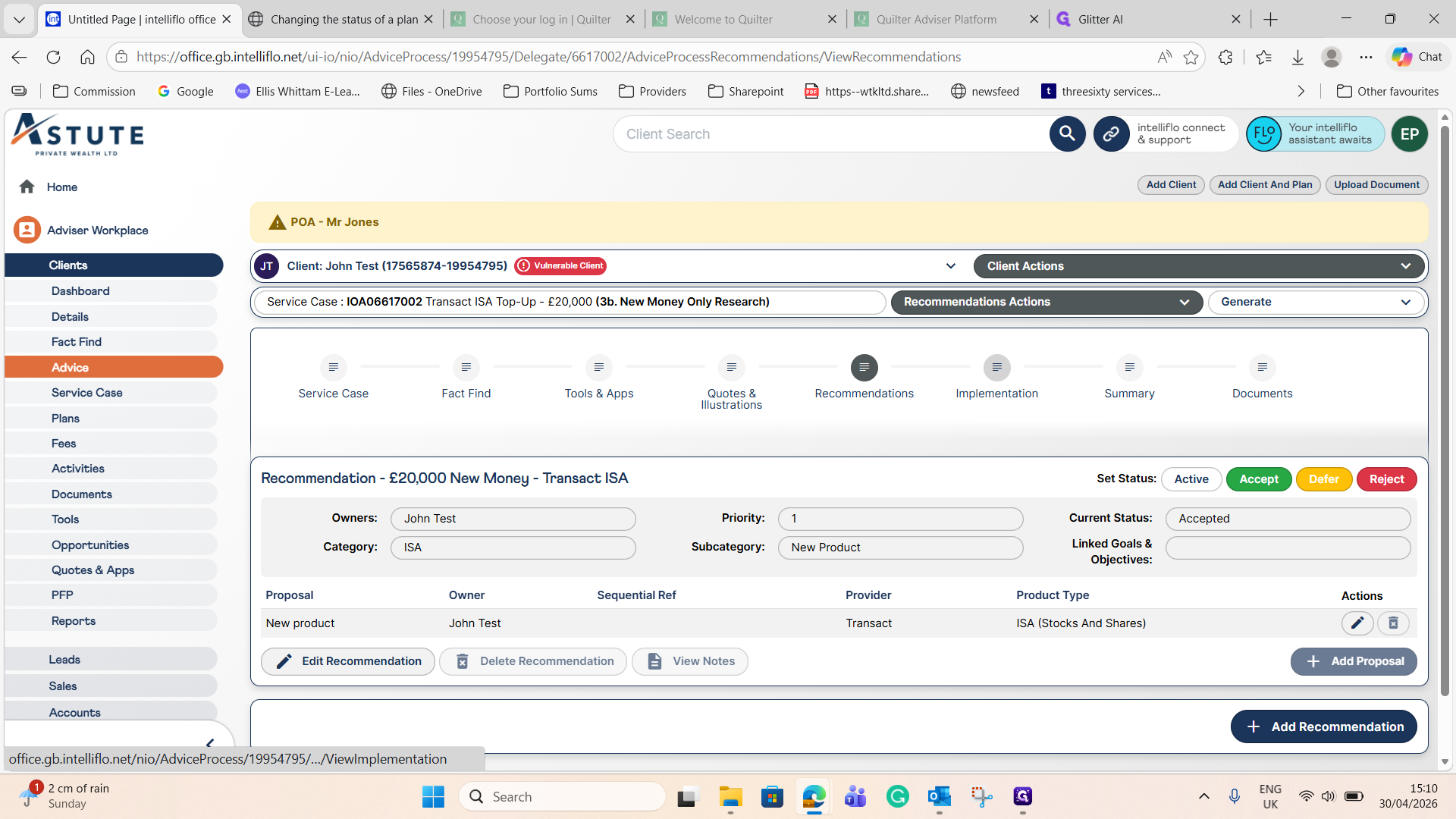 Step #20: Click the Next arrow to proceed to the implementation stage.