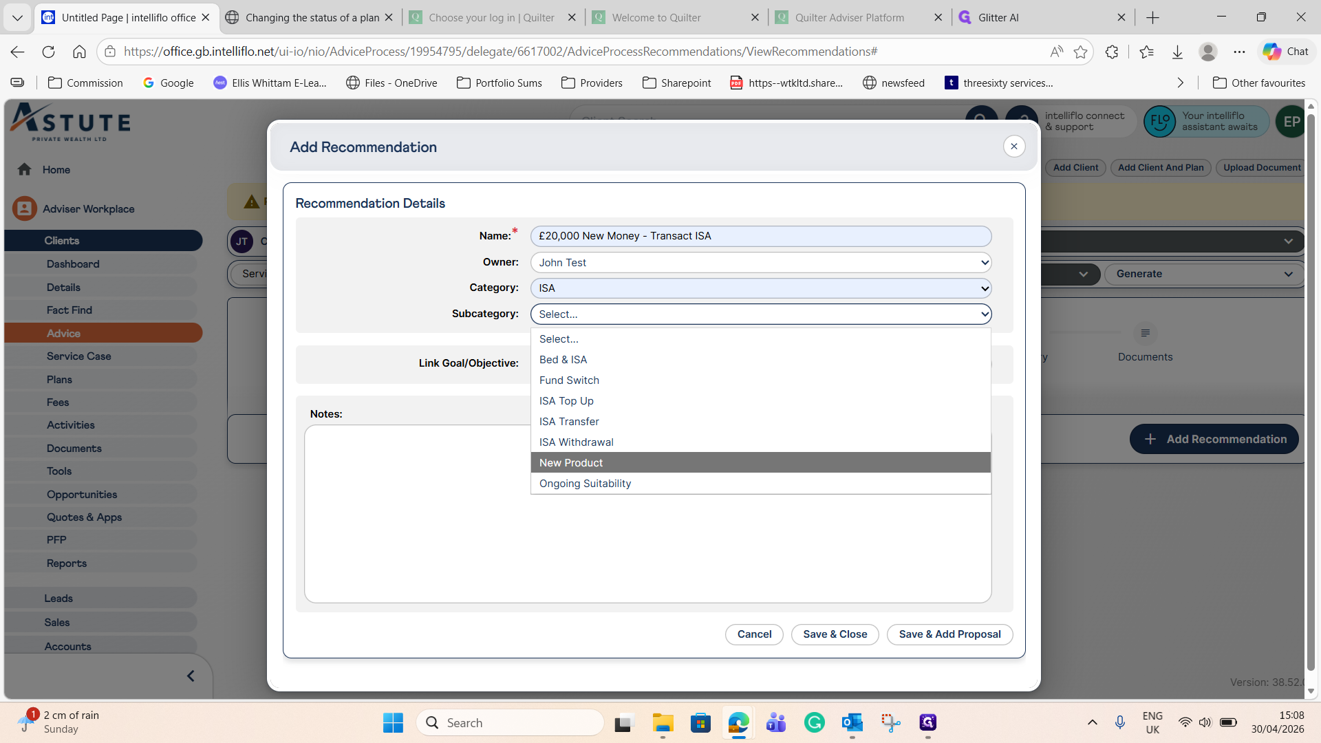 Step #7: Select New Product from the Subcategory dropdown menu.