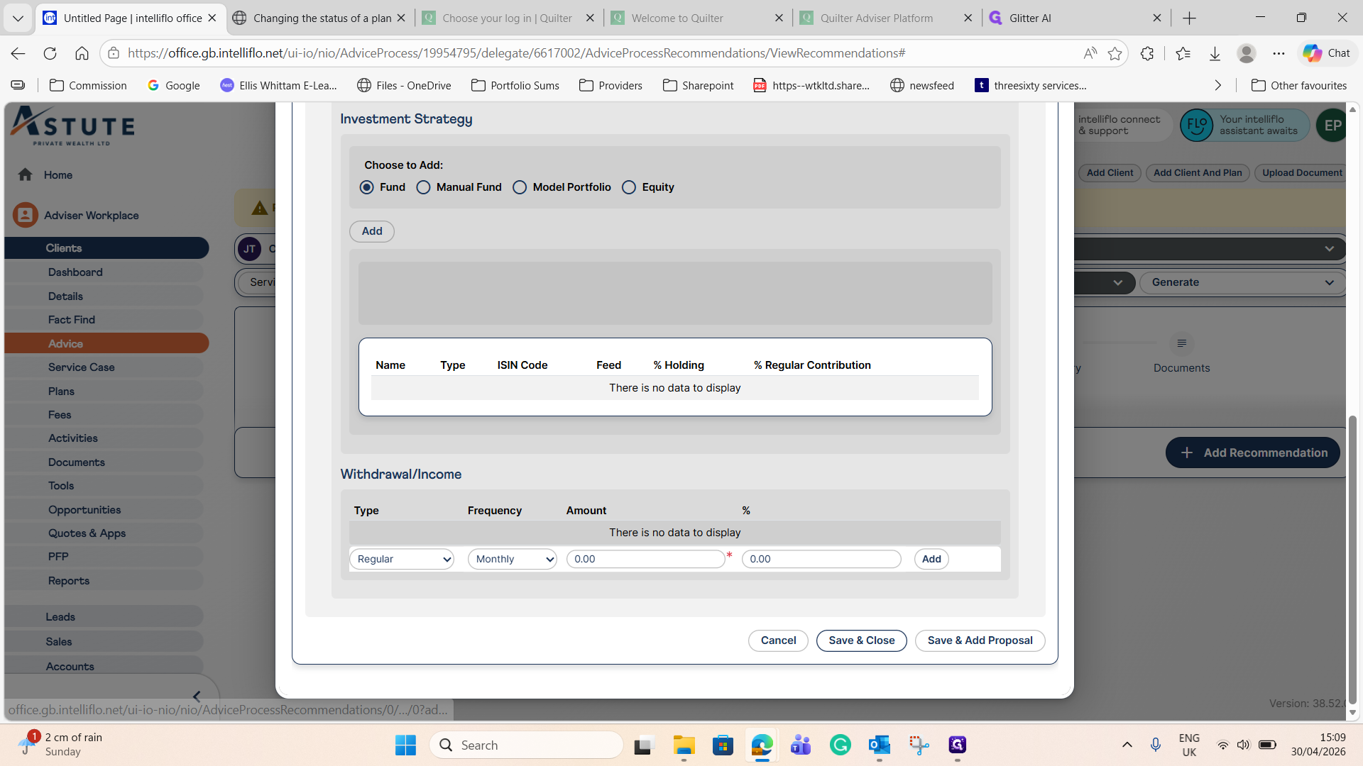 Step #17: Click Save & Close to finalize the proposal.