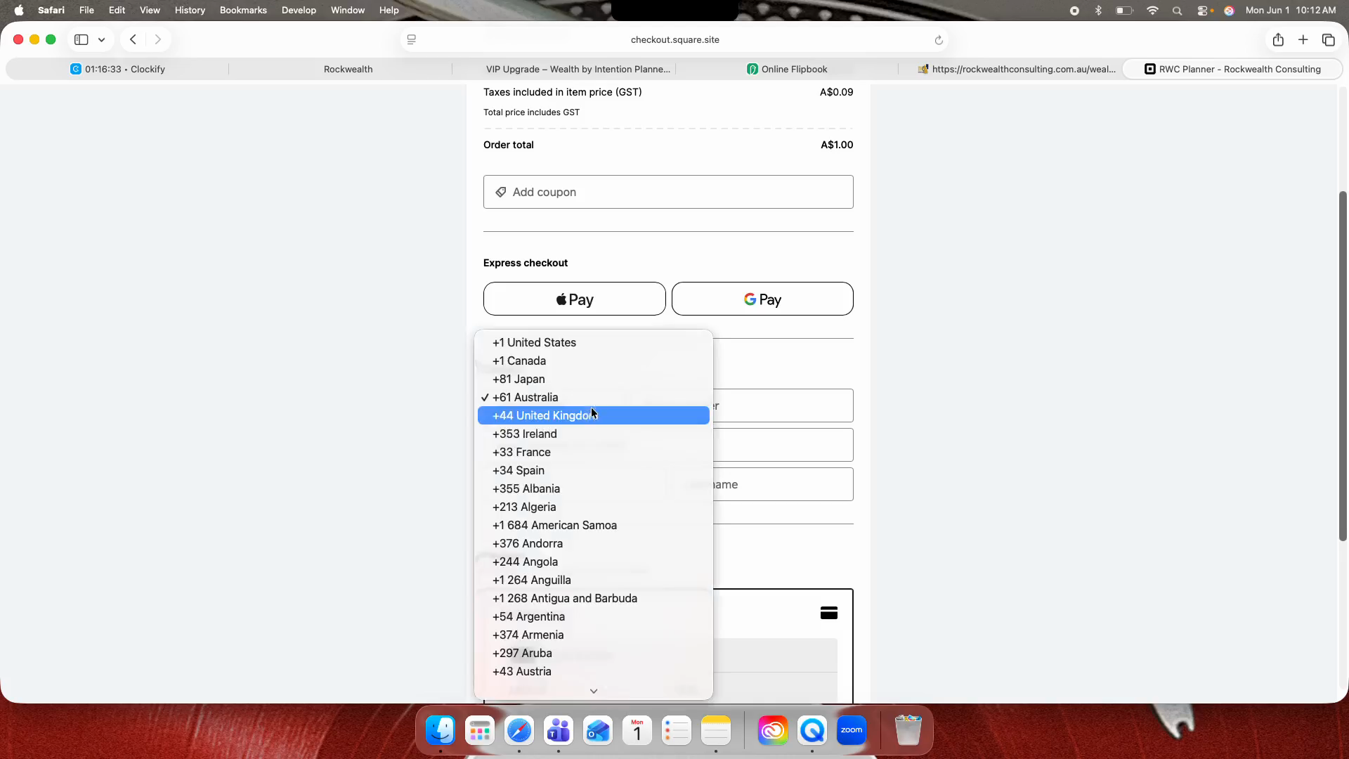 Step #23: Click the country code dropdown.
