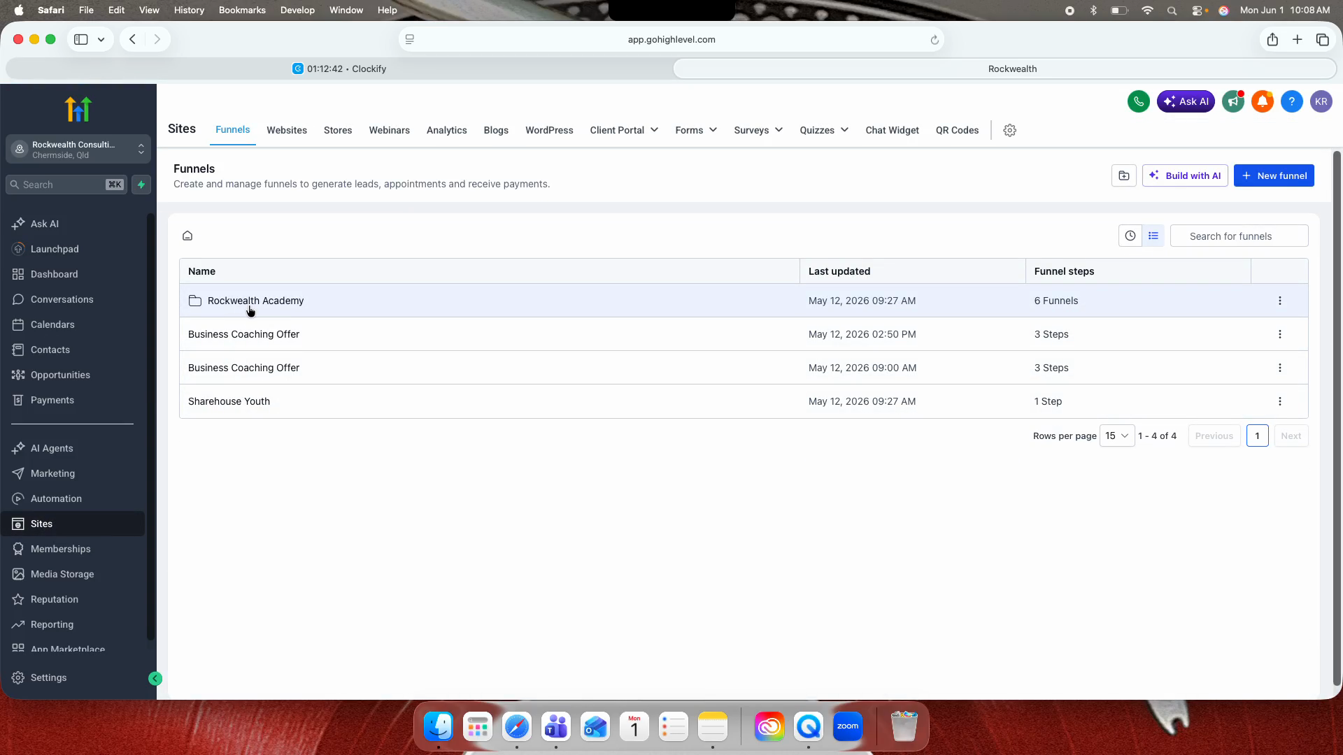 Step #2: Open the Rockwealth Academy folder under the Funnels section.