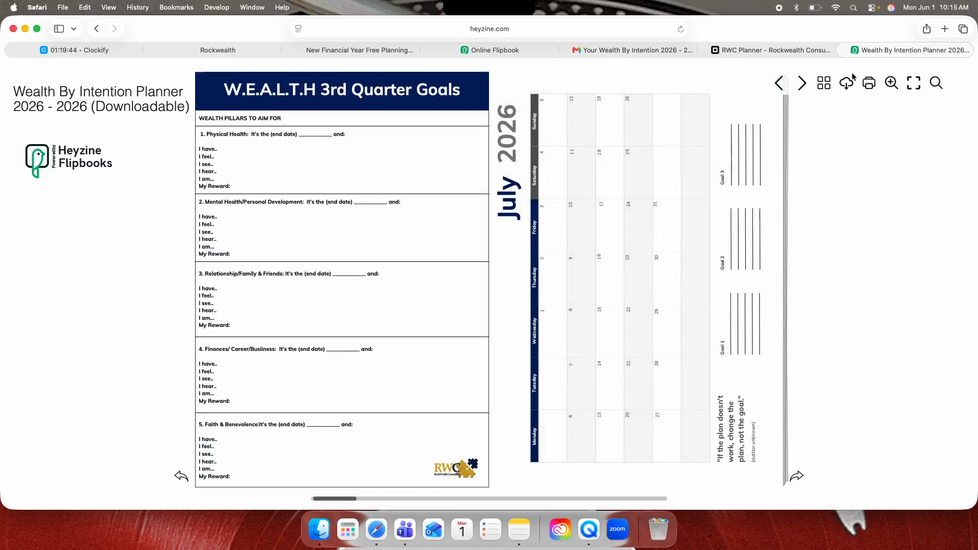Step #45: In the flipbook viewer, click the Download icon in the right sidebar to save a printable copy of the planner.