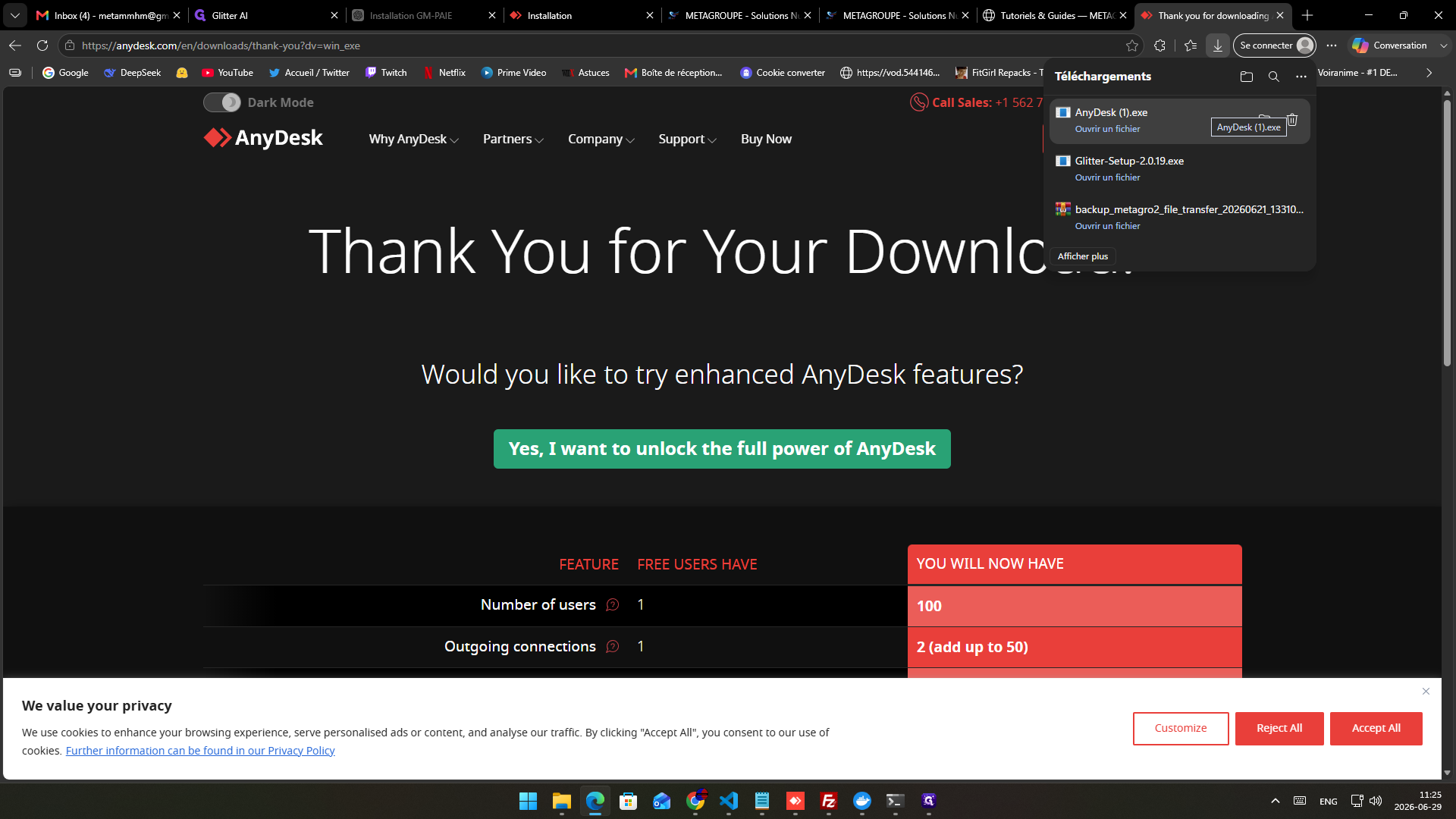 Step #4: Open your browser's download manager and click the downloaded AnyDesk.exe file.