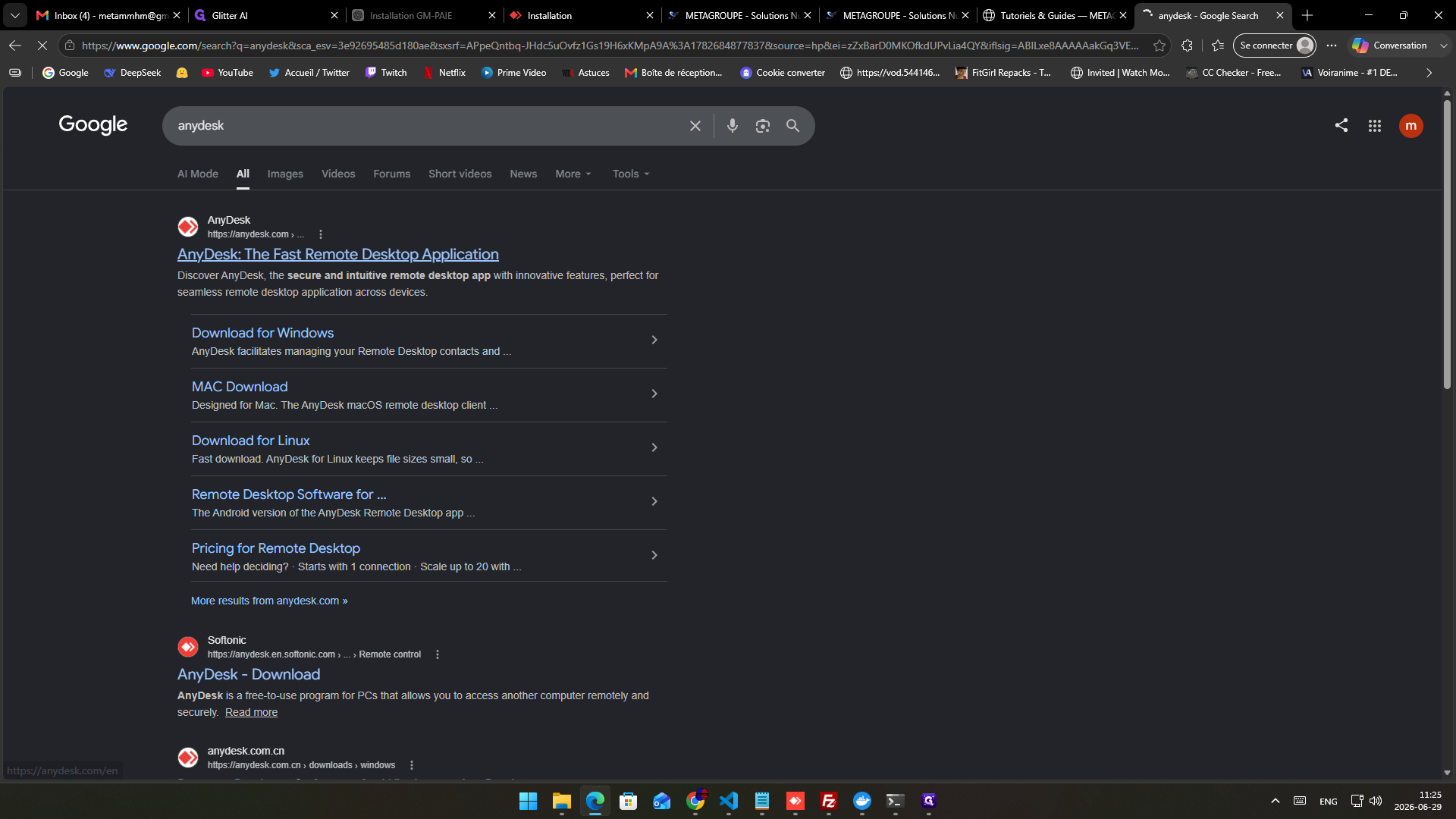 Step #2: Click on the search result for AnyDesk: The Fast Remote Desktop Application to open the official homepage.