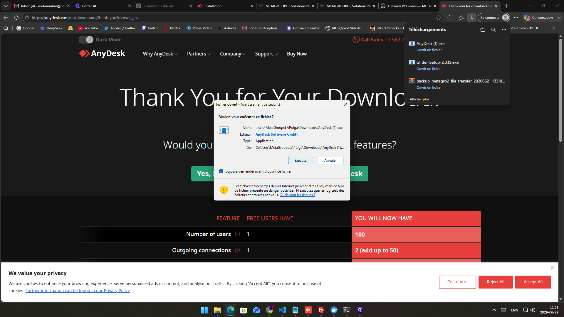 Step #5: Click Exécuter (Run) in the Windows security warning prompt to start the application.