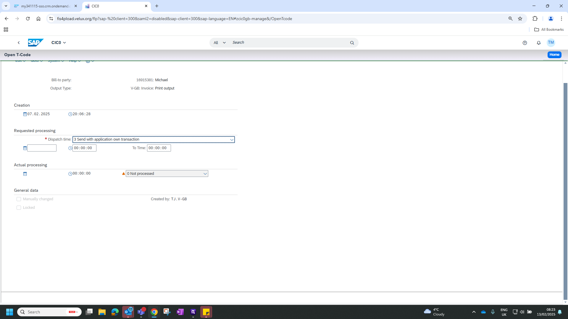 Step #4: Click on "3 Send with application own transaction"