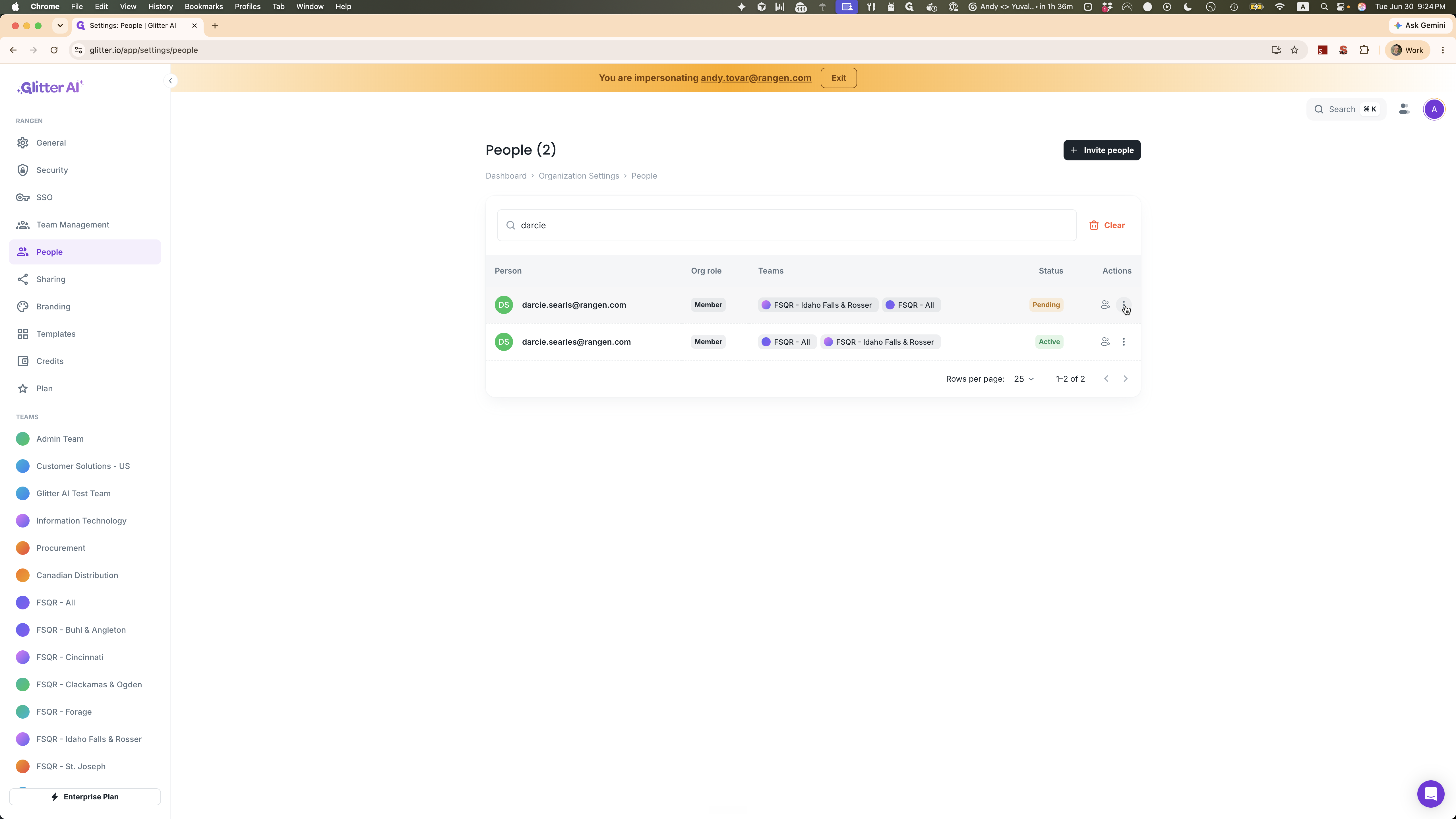 Step #6: Click the ellipsis (...) icon in the Actions column next to the pending invite.