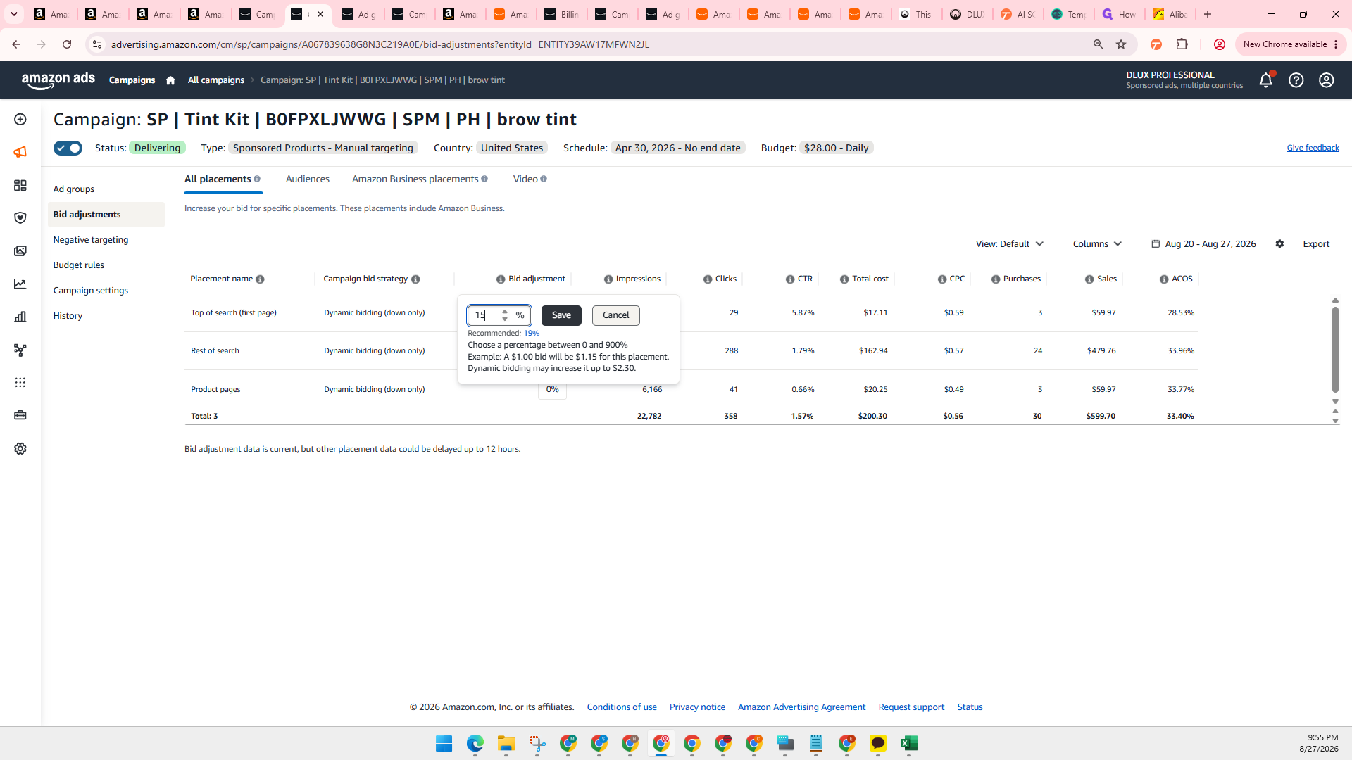 Step #14: Enter the new percentage value and click Save.