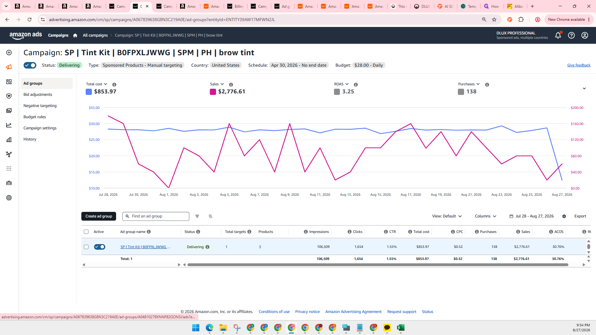 Step #7: Click on the ad group name to view its targeting details.
