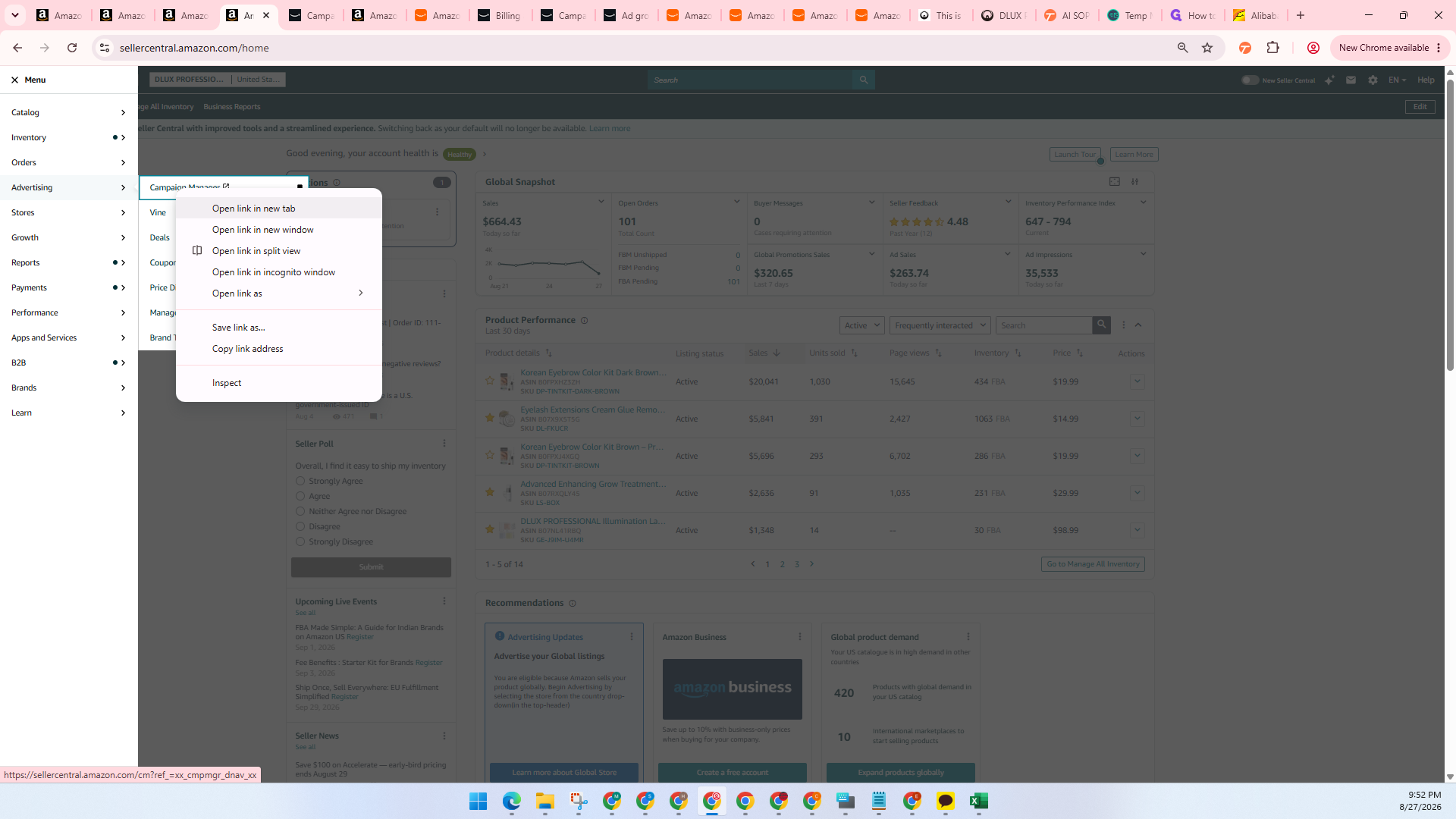 Step #1: Click Campaign Manager under the Advertising menu.