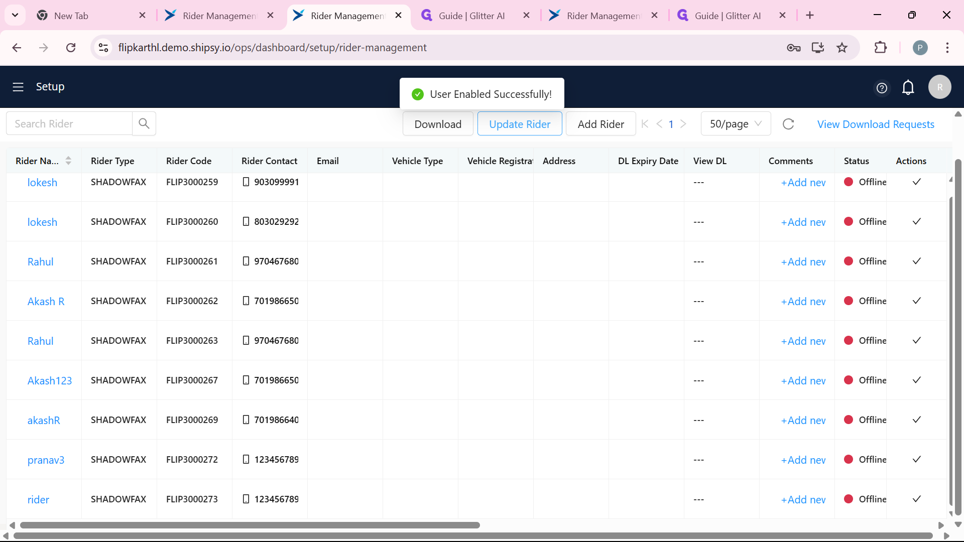 Step #5: Click on "Update Rider"