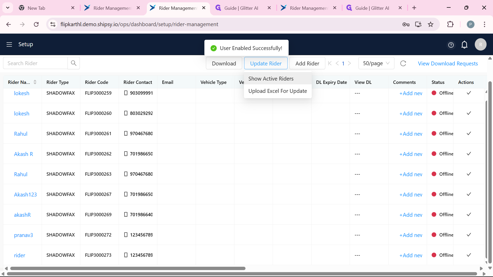 Step #6: Click on "Show Active Riders"