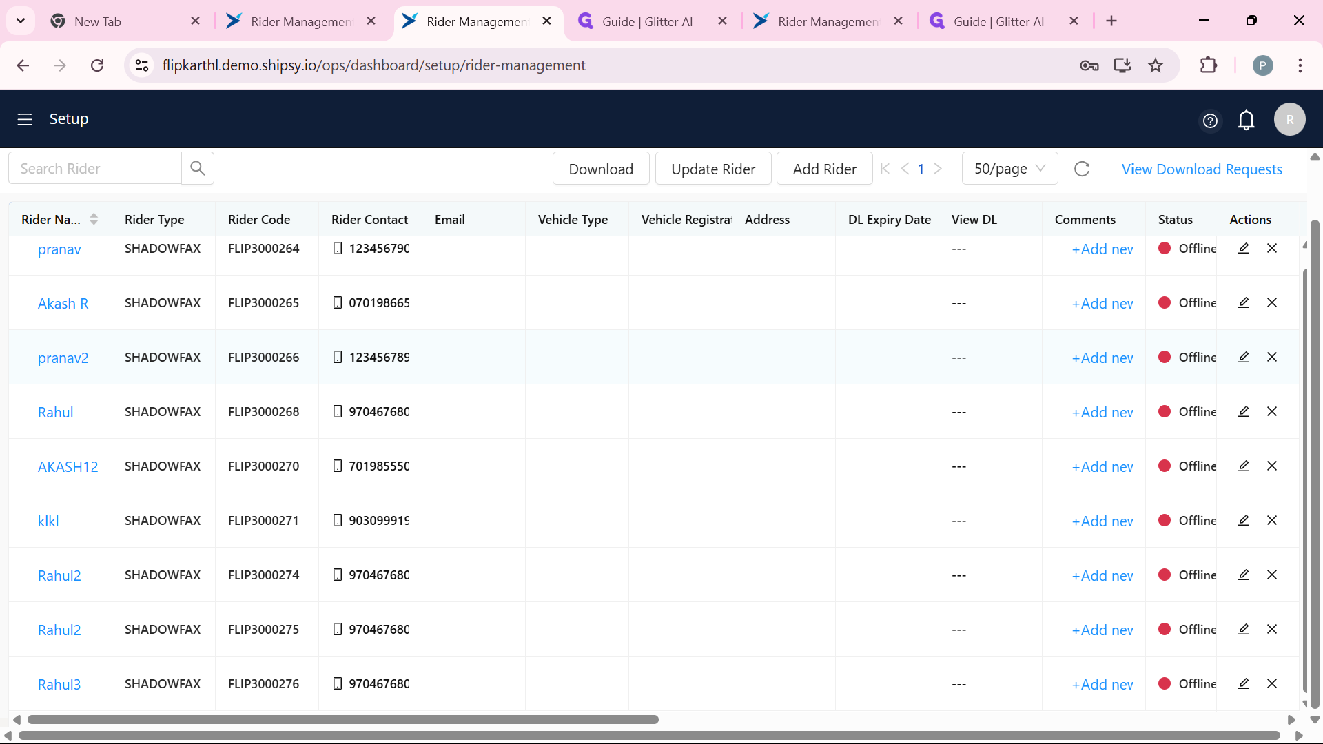 Step #1: Click on cross mark in Actions we can make rider to deactivate on OPS Dashboard