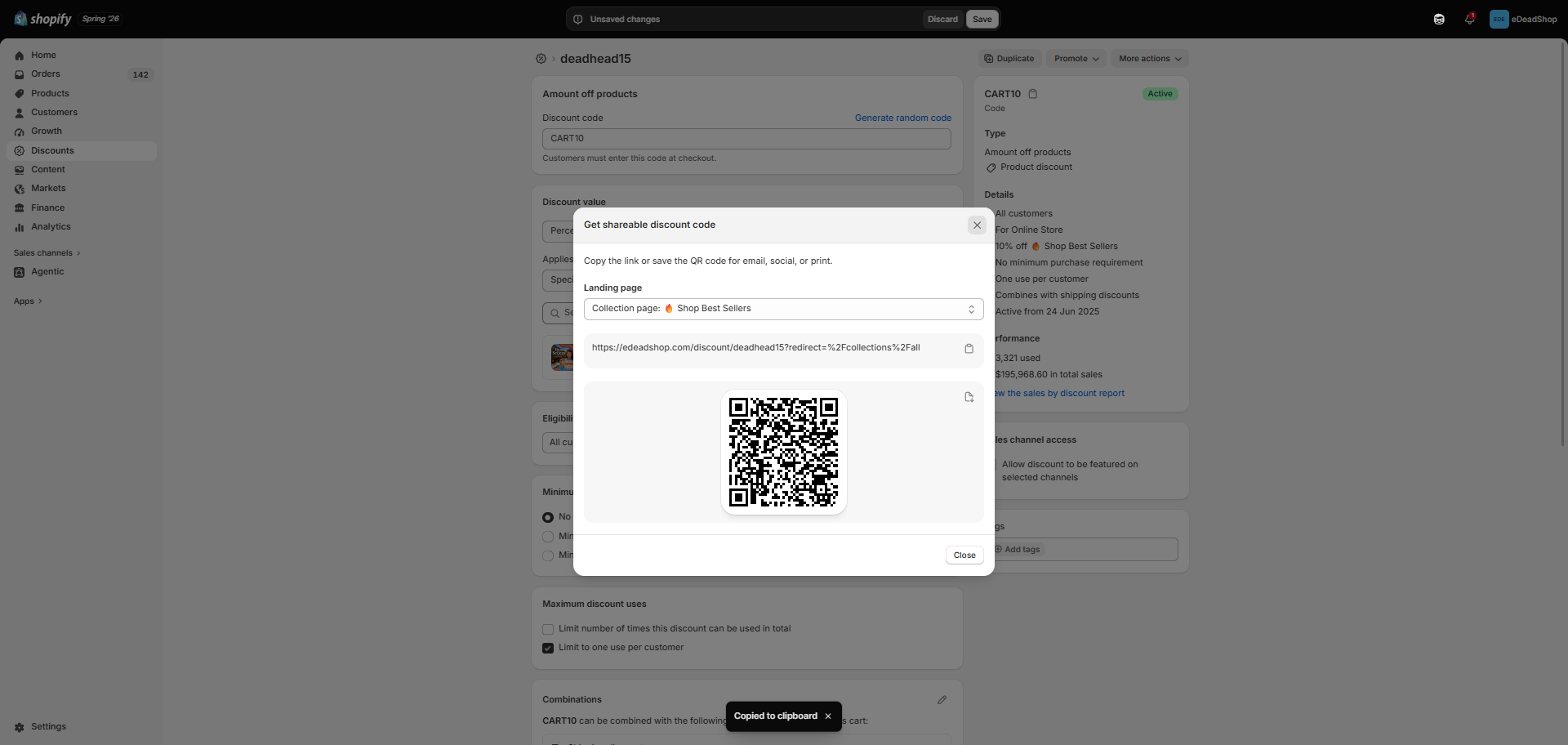 Step #4: Ensure the confirmation message appears at the bottom of the screen, verifying the link is copied to your clipboard.