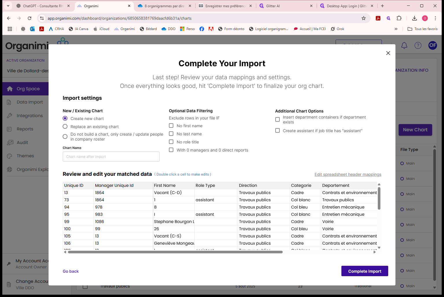 Step #60: Cliquez sur "Complete Import"