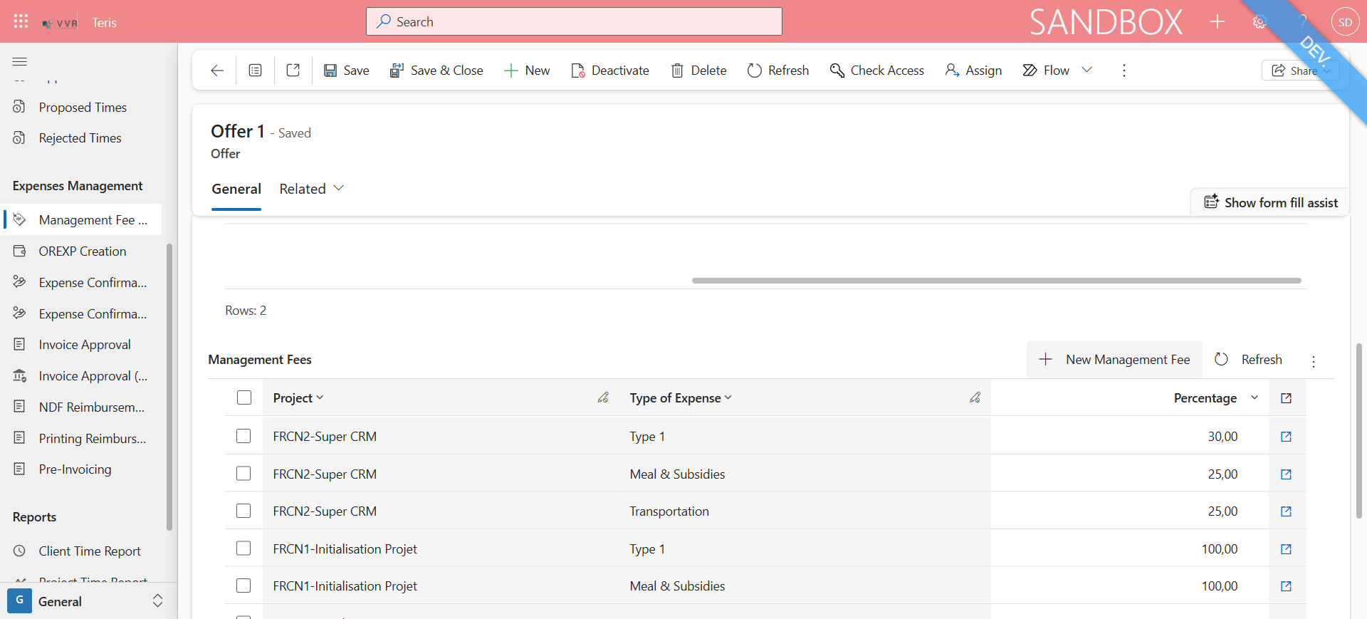 Step #13: To add "Management Fees", click on "New Management Fees"