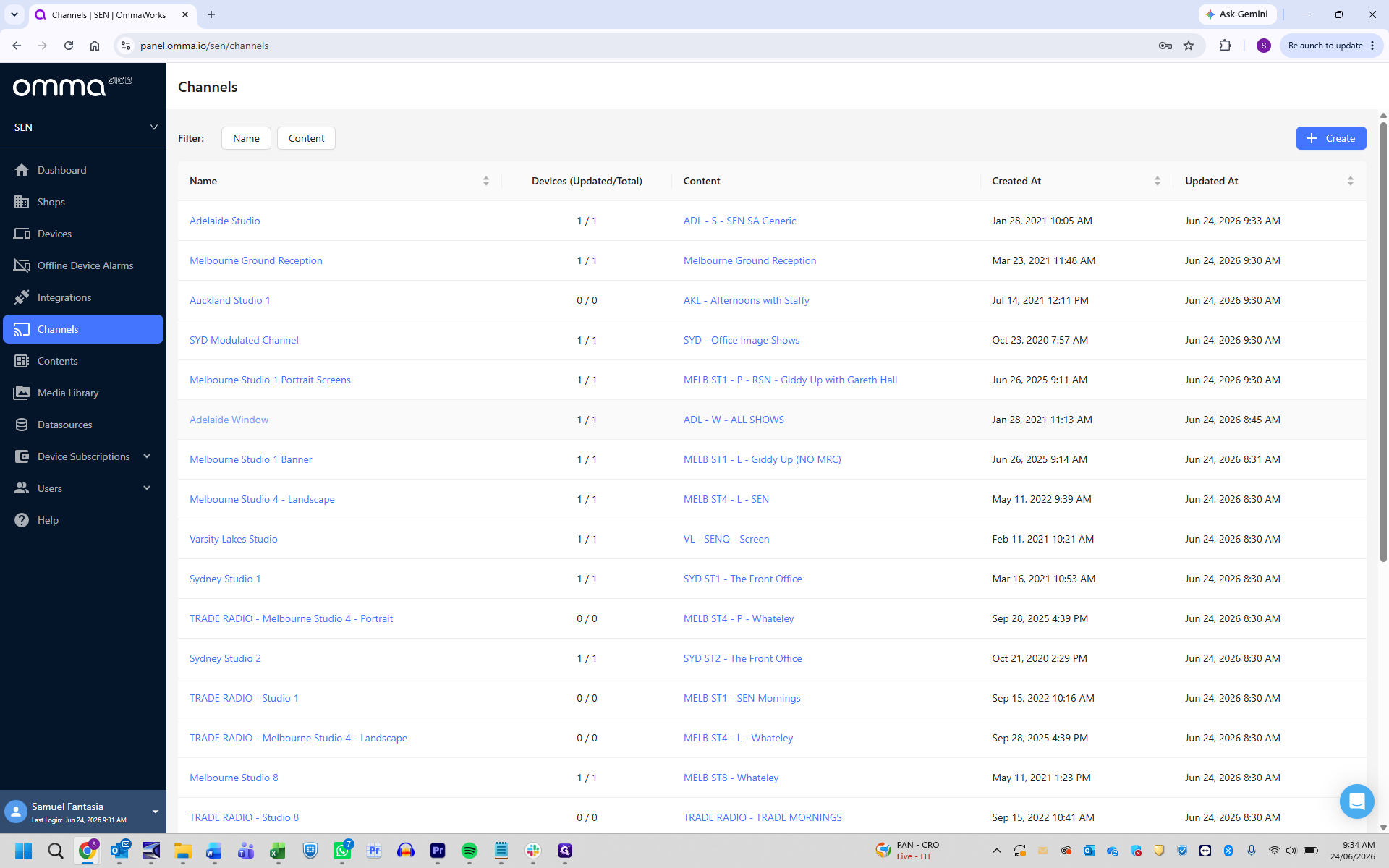 Step #9: Navigate back to the Channels page and select a window channel, such as Adelaide Window.