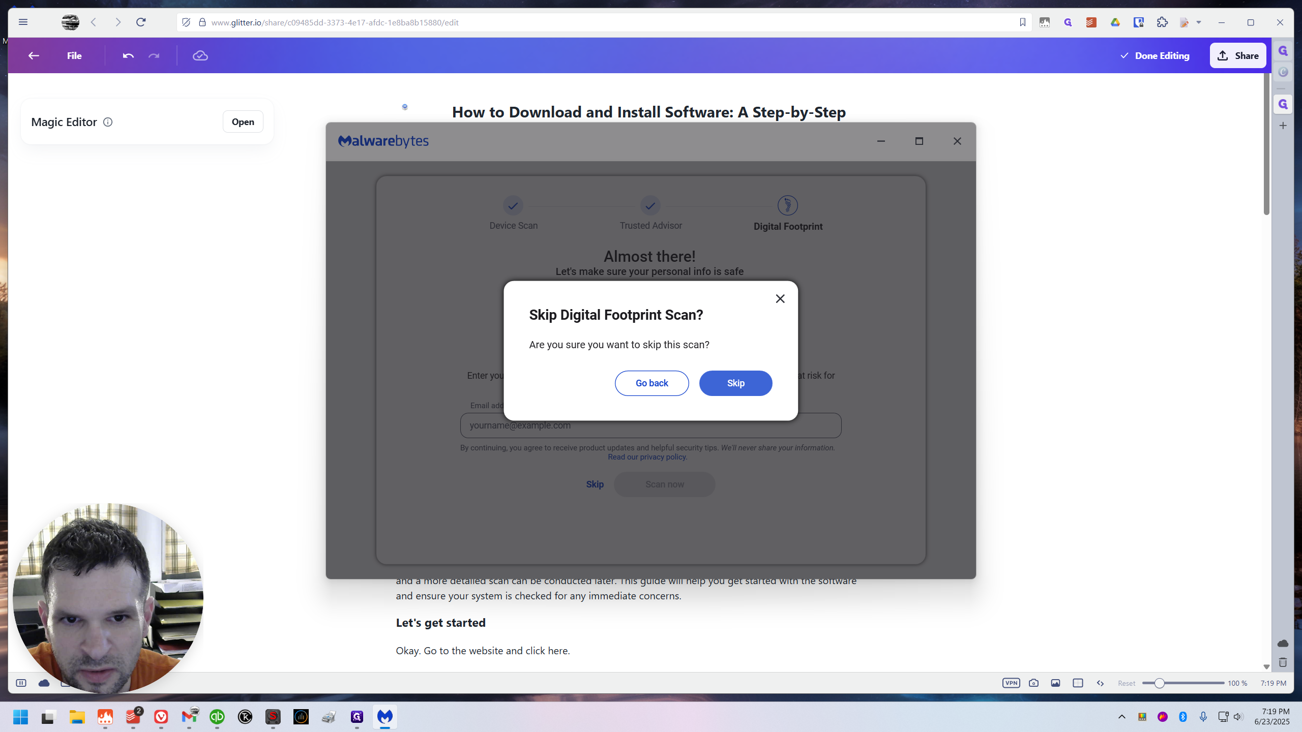 Step #1: Click on "Skip"