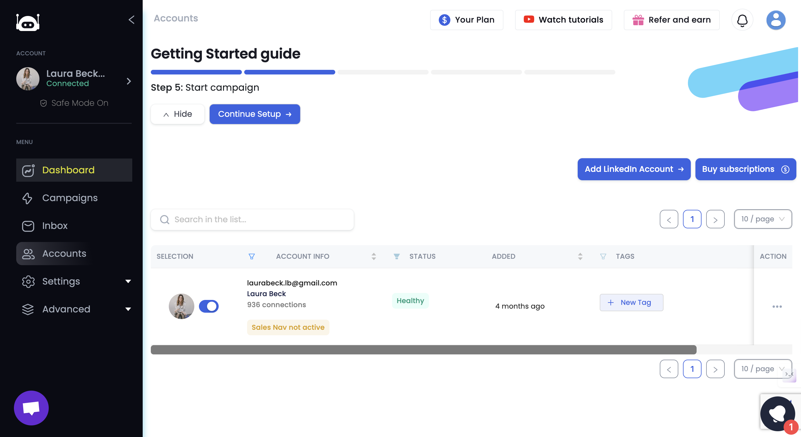 Step #2: Click on "Dashboard"