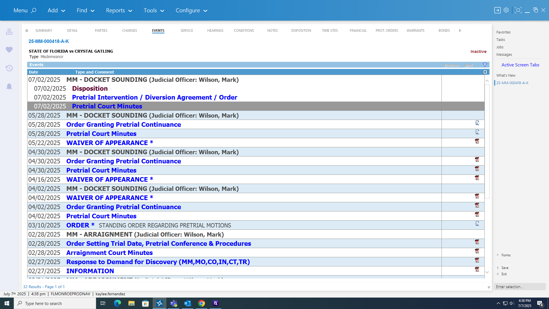 Step #21: Right-click on "Pretrial Intervention / Diversion Agreement / Order"