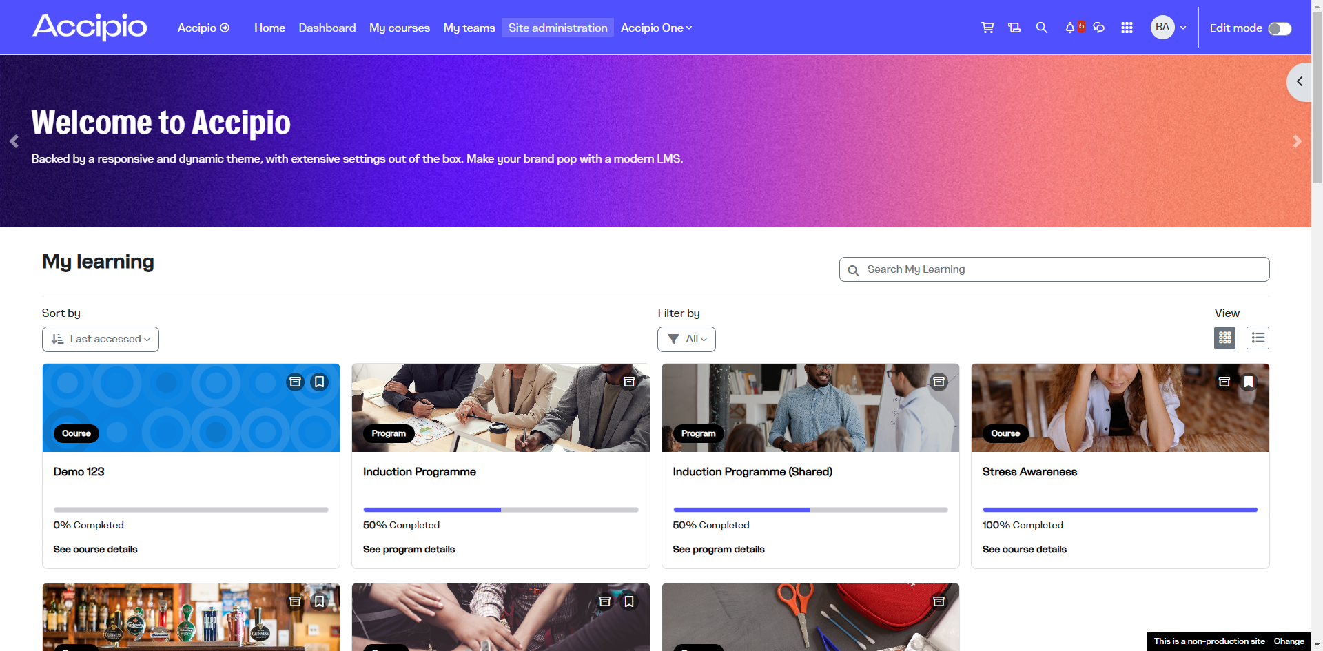 Step #1: Click on "Site administration"