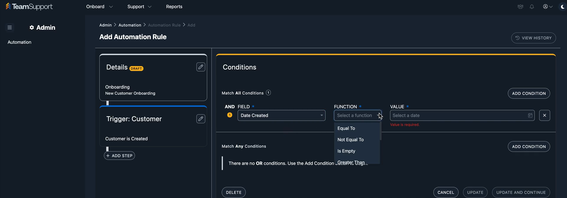 Step #12: Click the Select a function dropdown.