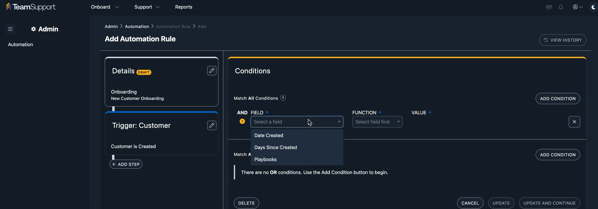Step #10: Click the Select a field dropdown.