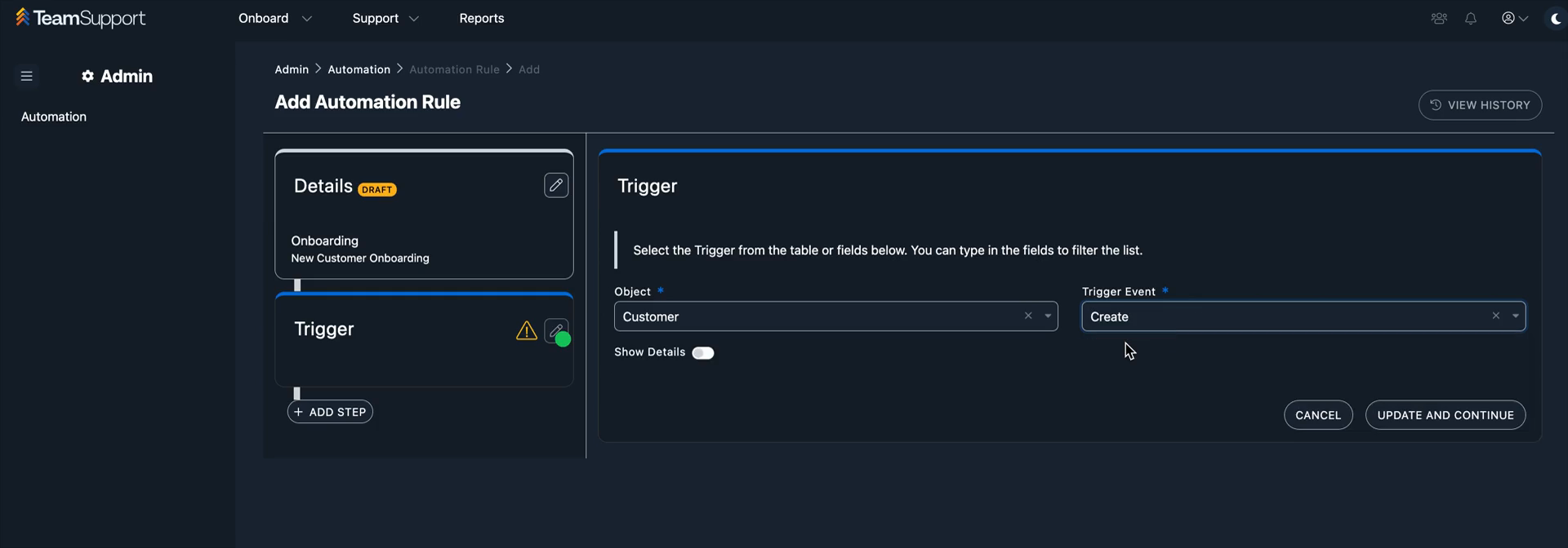 Step #8: Click the Select a trigger event dropdown.
