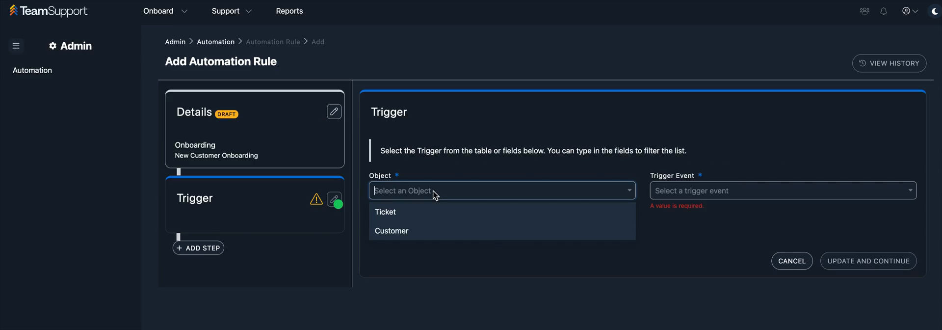 Step #5: Click the Select an Object dropdown.