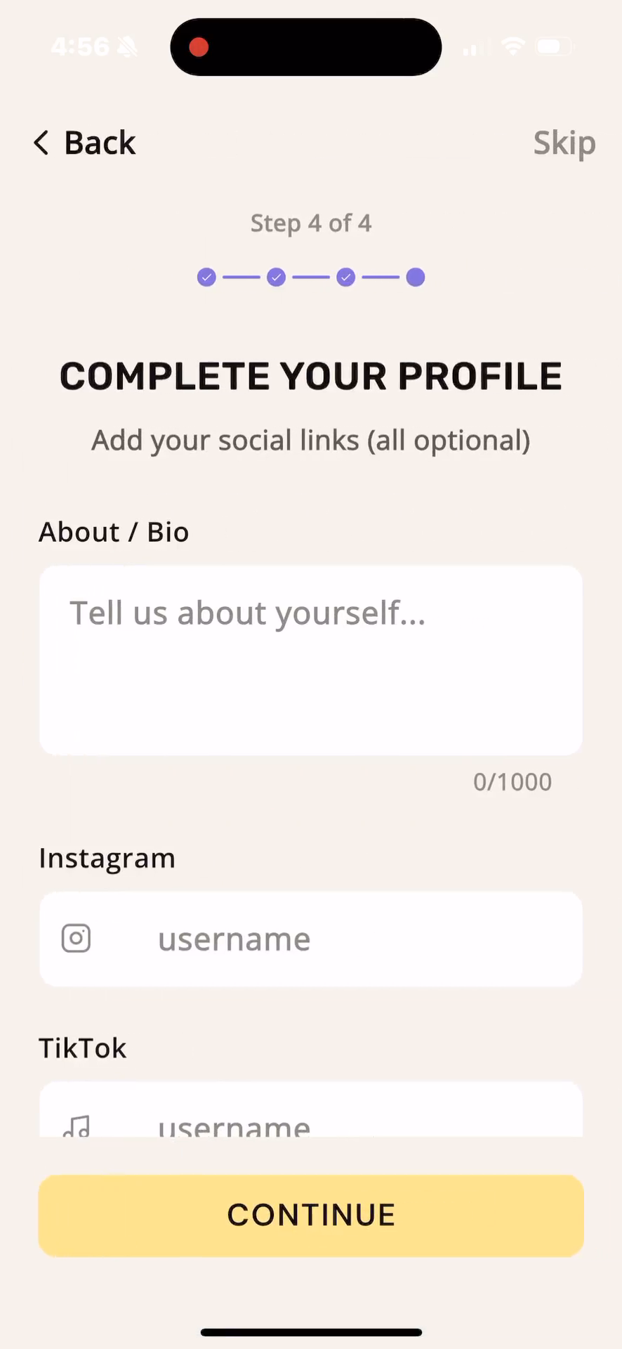 Step #8: Enter a brief overview of your community in the About / Bio field.