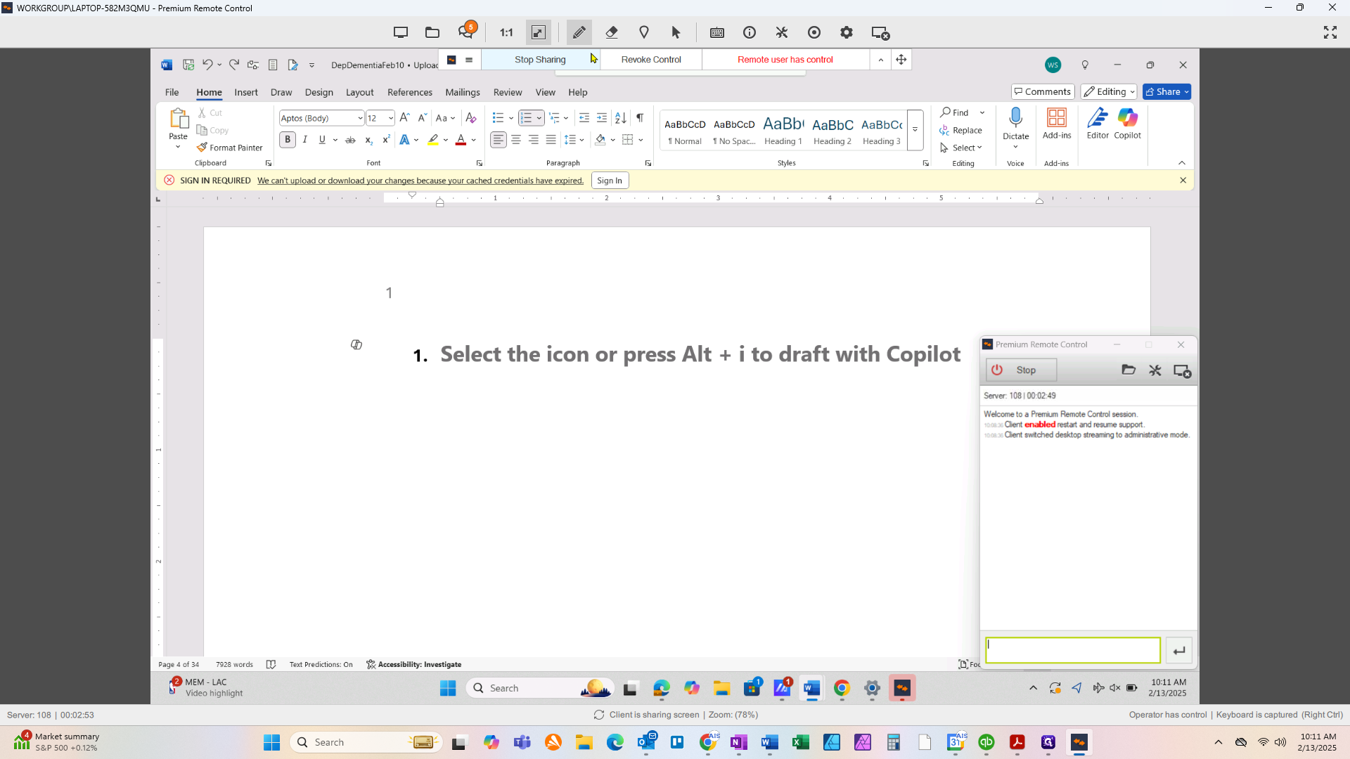 Step #1: In Word, click on the down arrow for the drop down menu next to the Undo Arrow (curved to the left).  This will give you the history of actions.