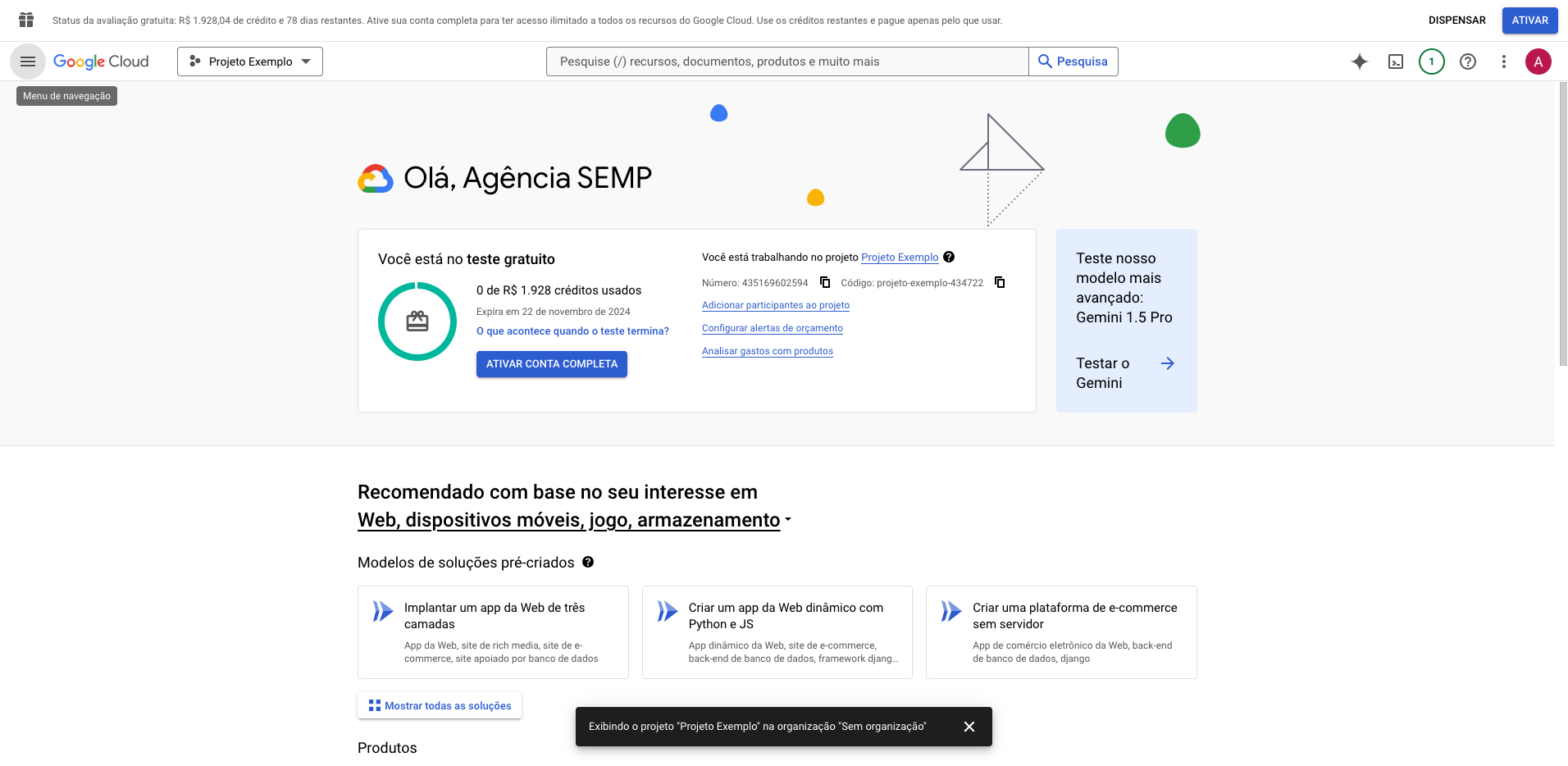 Step #7: Clique em "= Google Cloud"