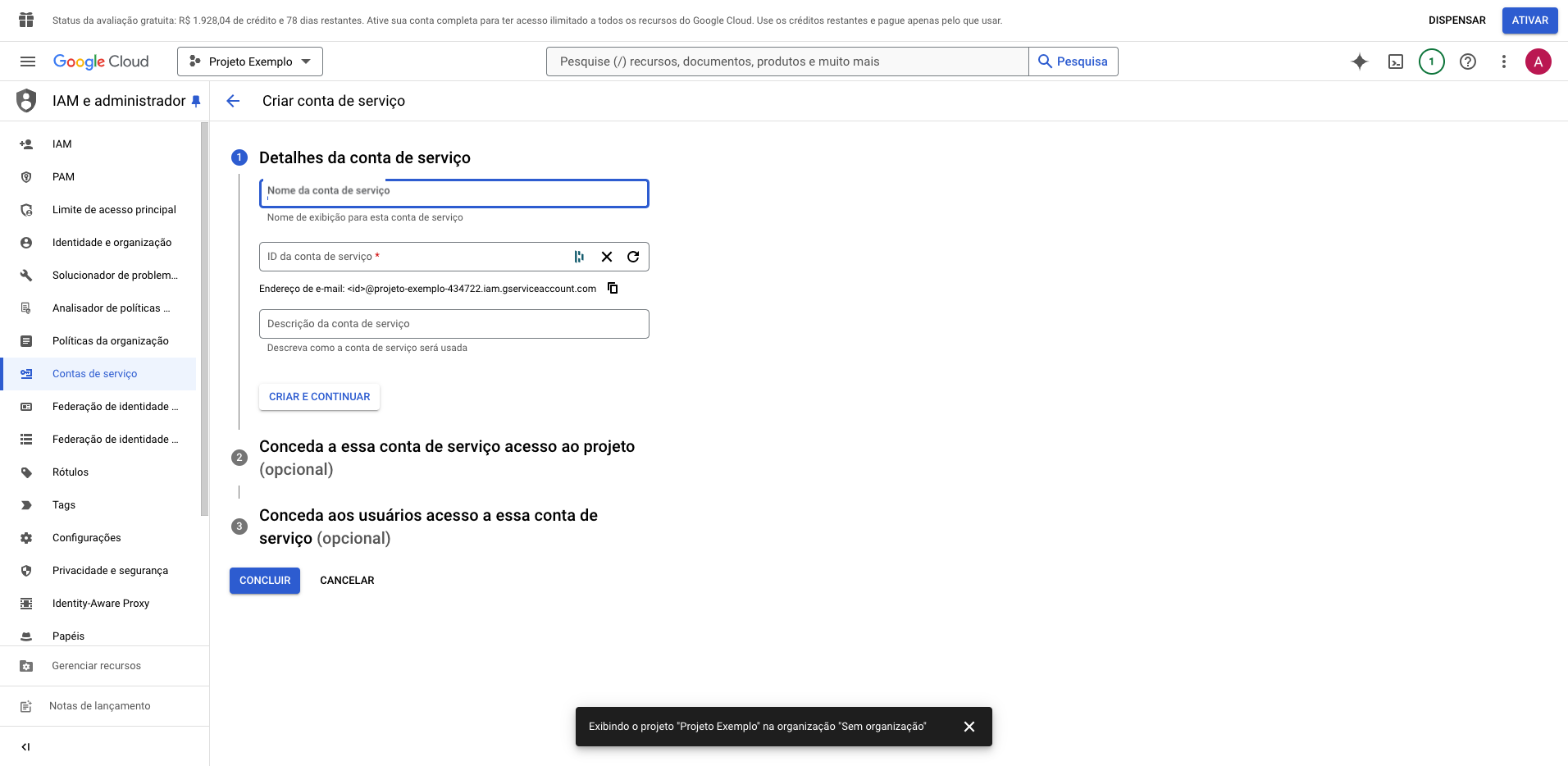 Step #11: Clique em "Nome da conta de serviço"