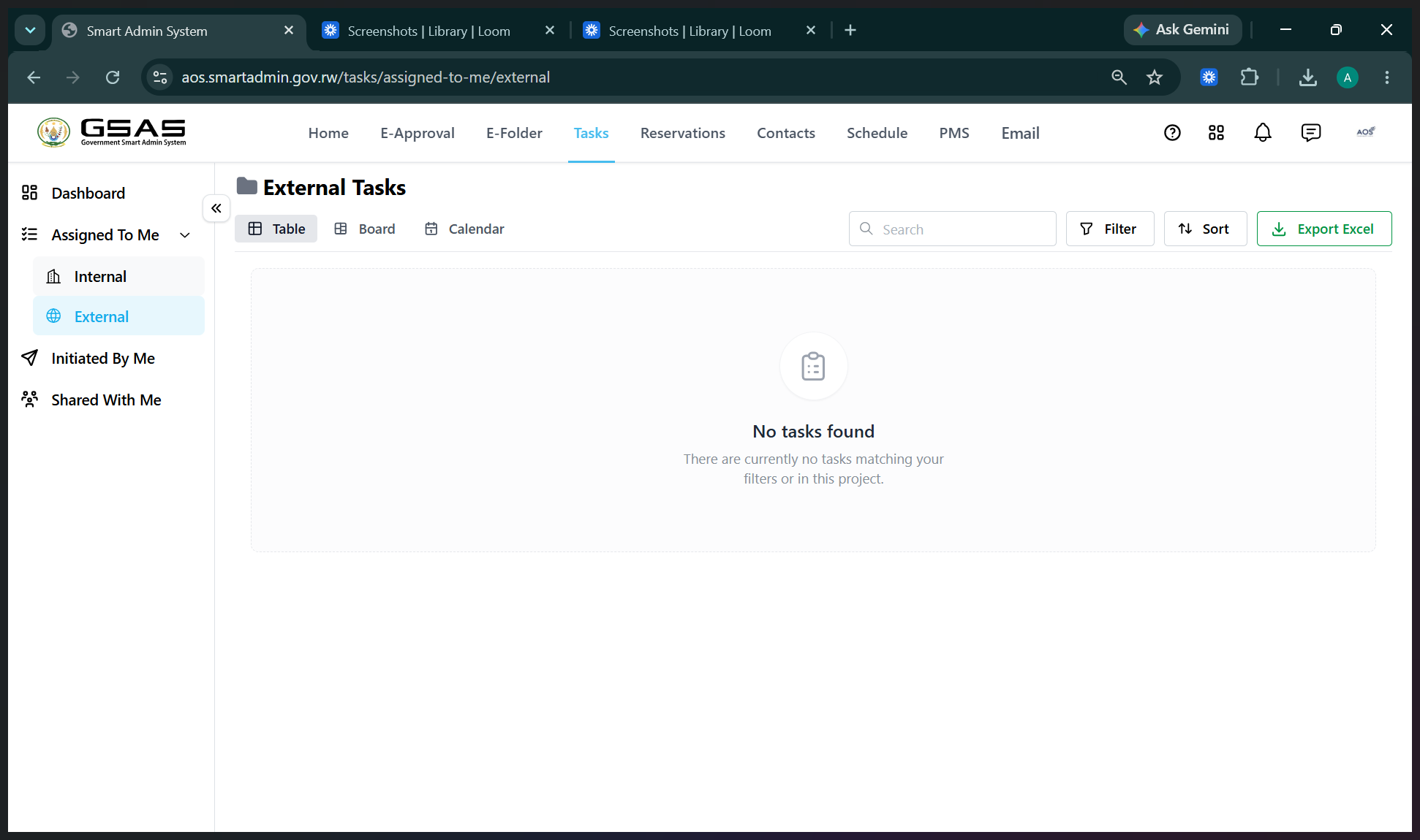 Step #8: Click Internal to view tasks assigned by people within your institution.