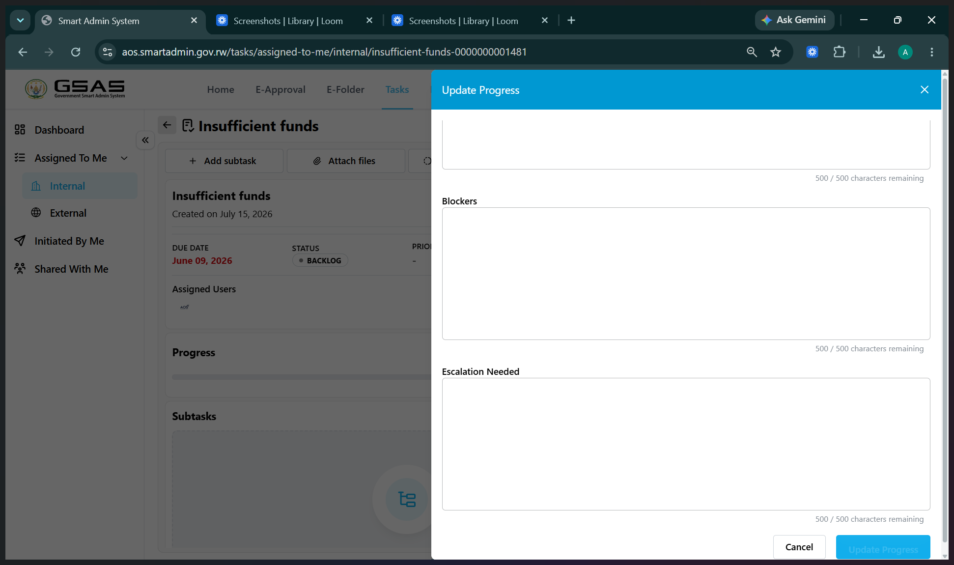 Step #33: Upload any supporting files as attachments, then click Update Progress to submit.